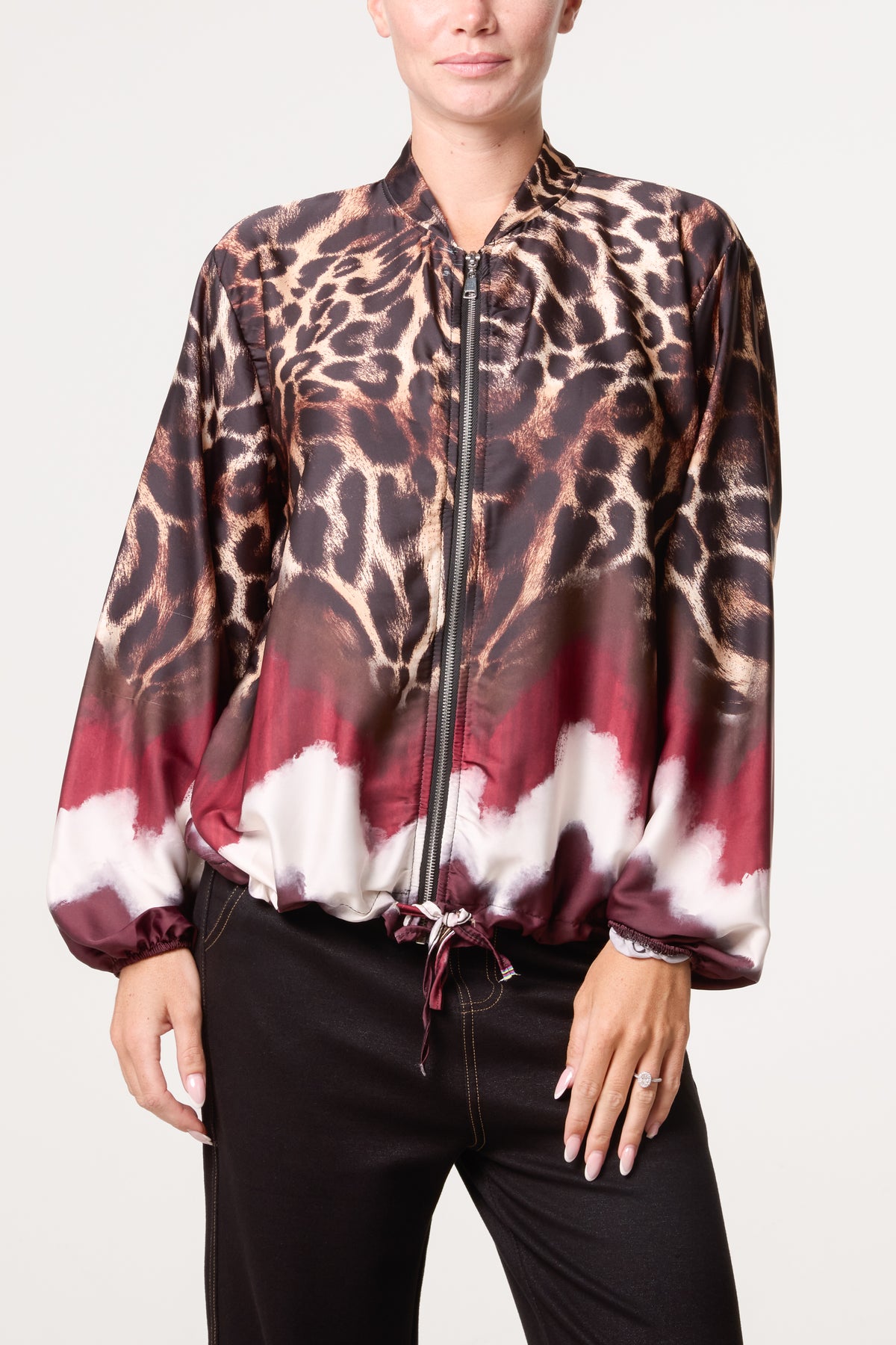 Zip Through Mix Geo Animal Print Jacket