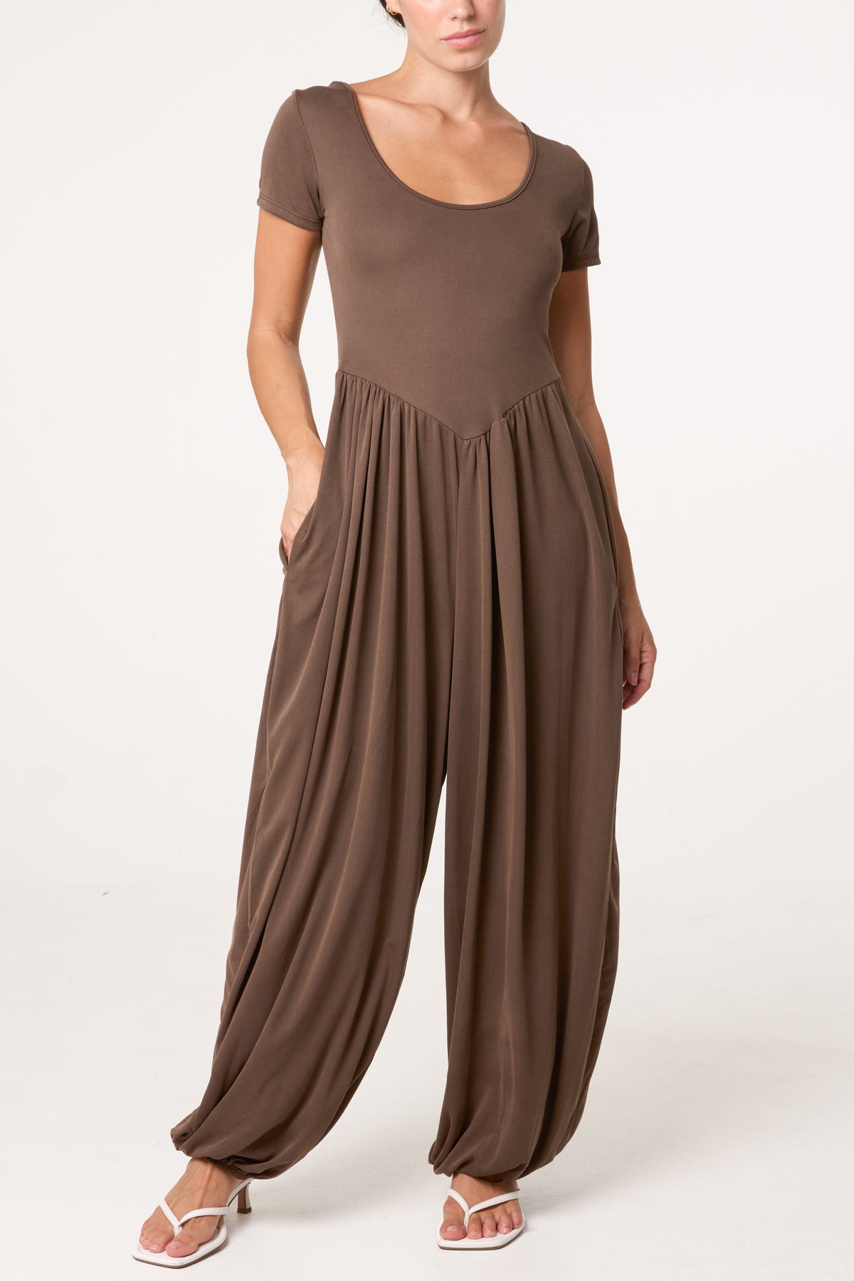 Cuffed Round Neck Essential Jumpsuit