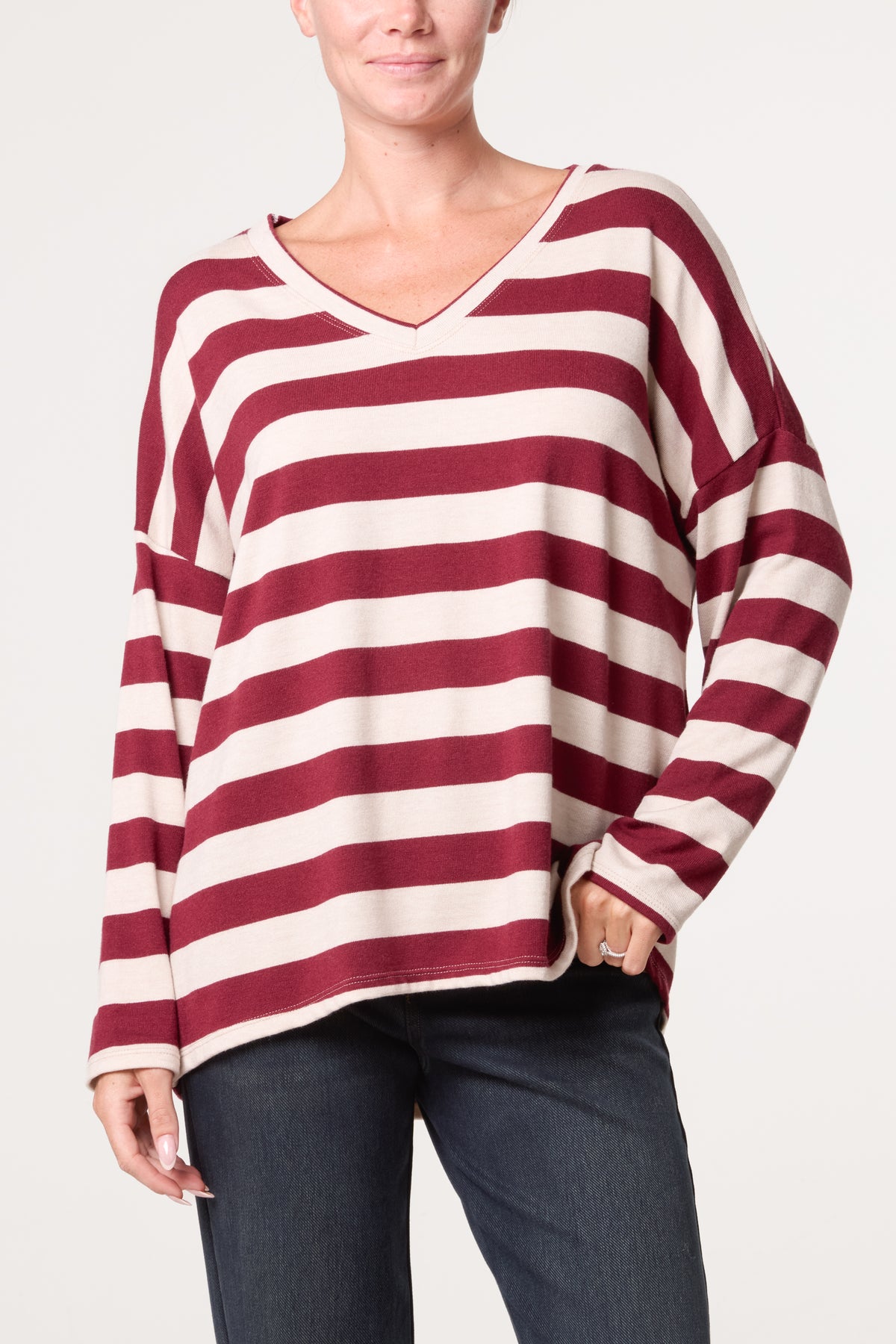 Striped V Neck Top