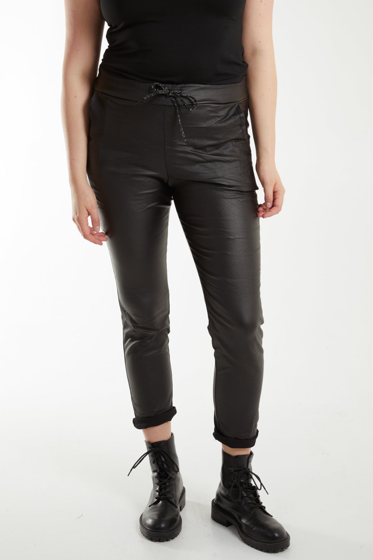 Magic Stretch PU Coated Crushed Trousers