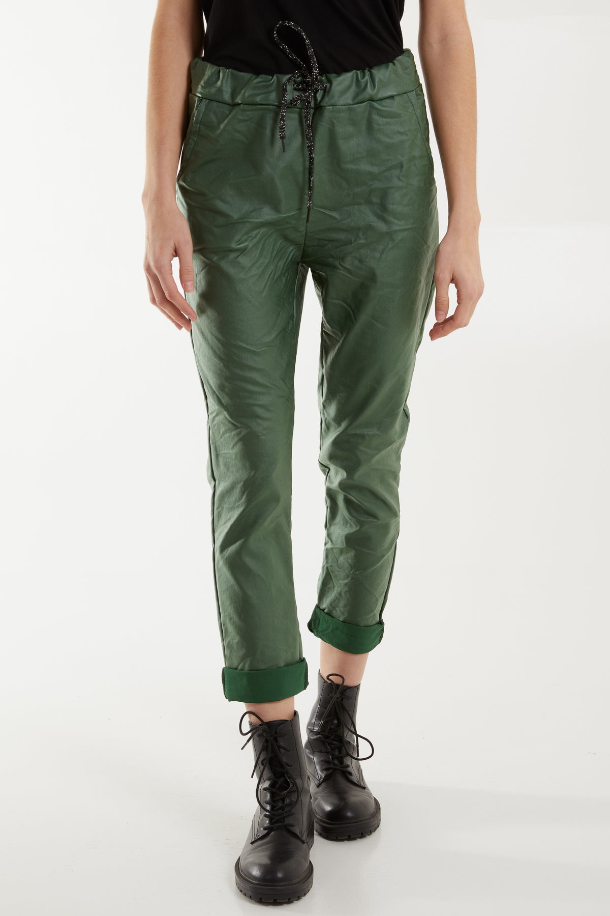 Magic Stretch PU Coated Crushed Trousers