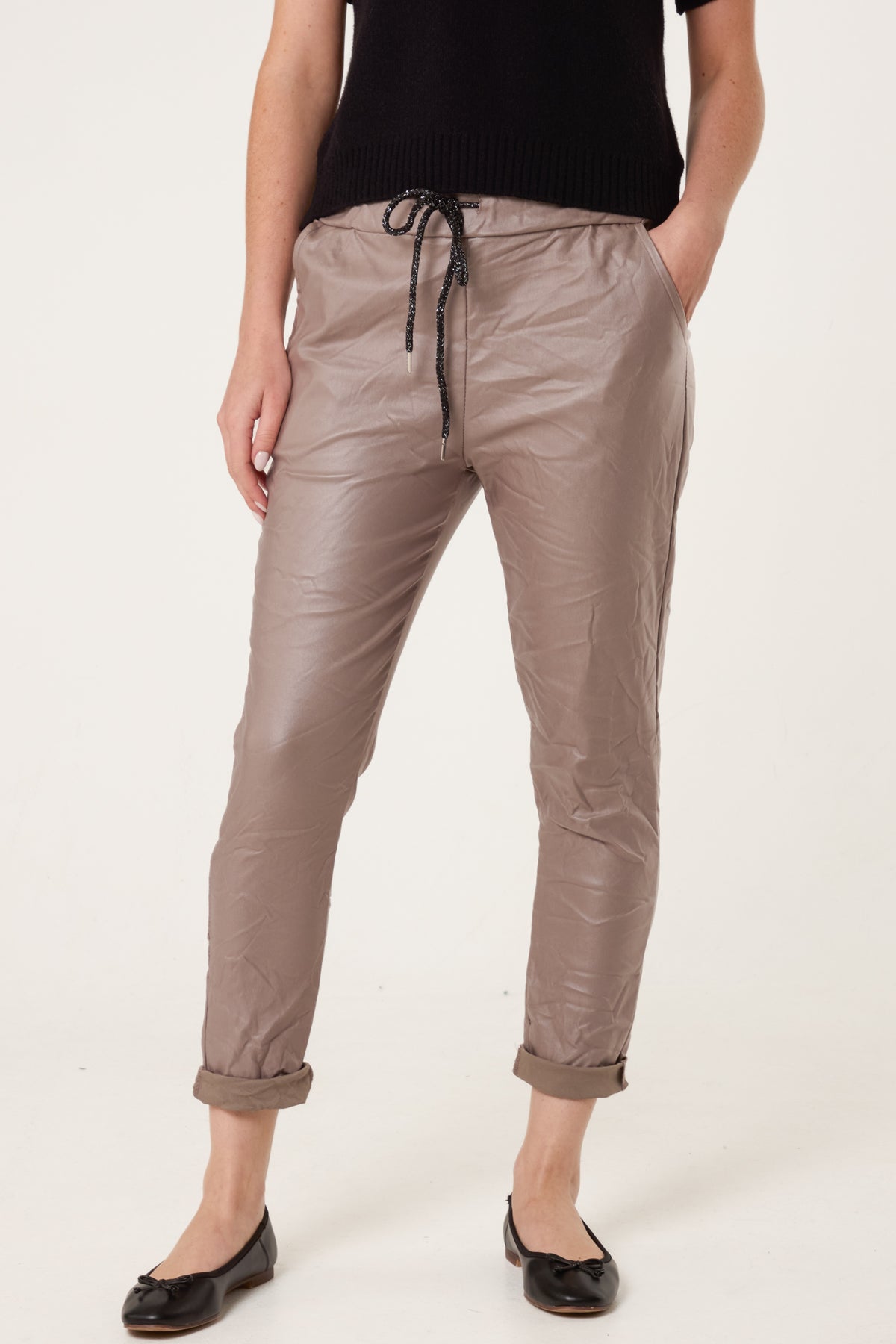 Magic Stretch PU Coated Crushed Trousers