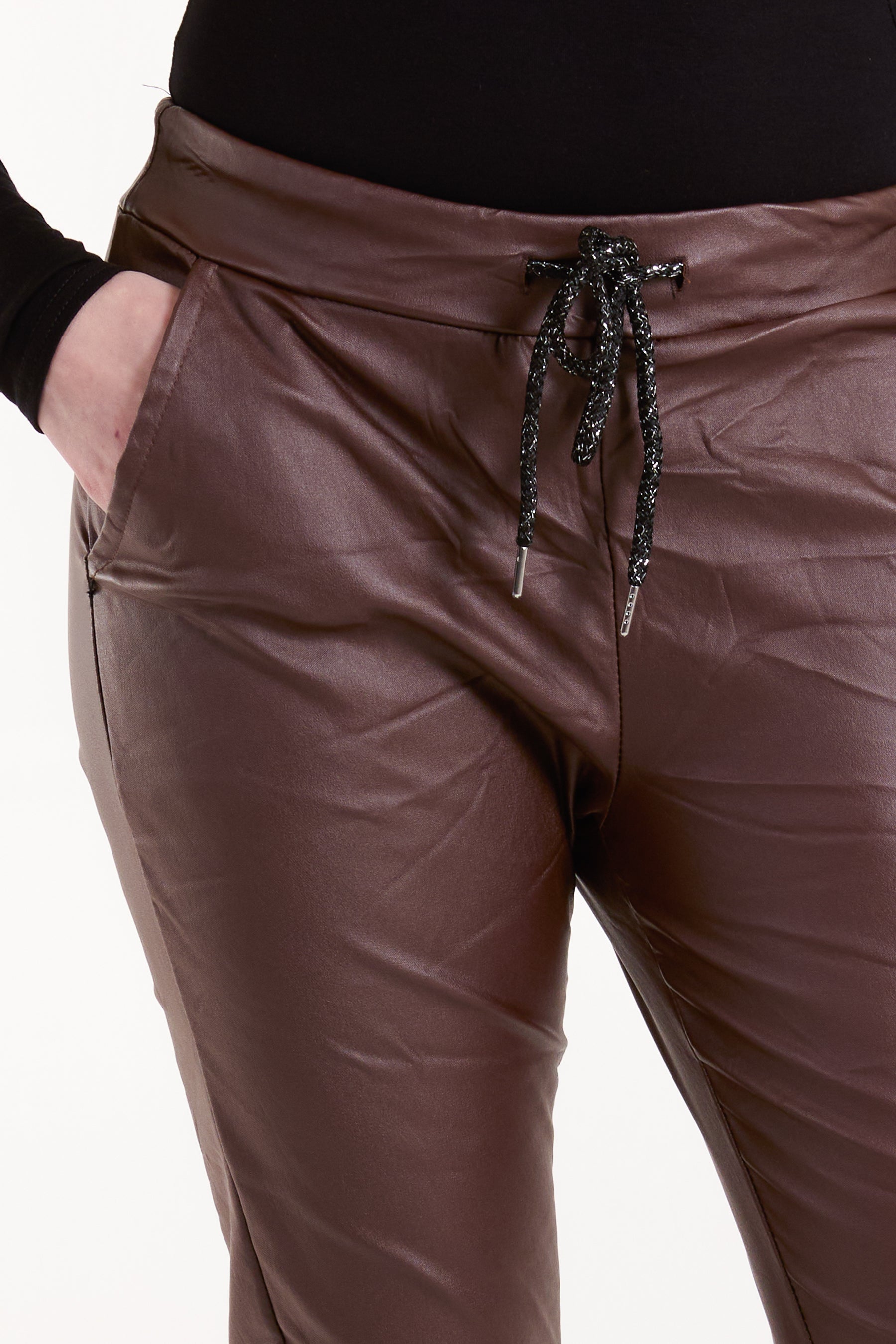 Magic Stretch PU Coated Crushed Trousers