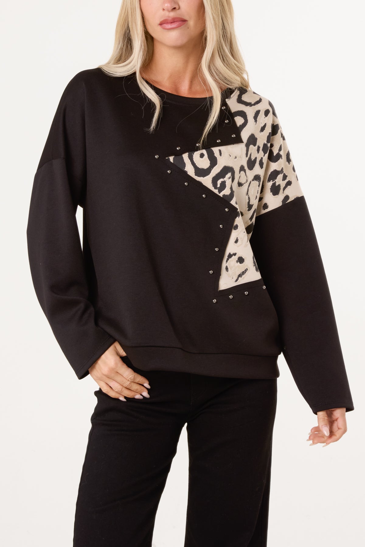 Studded Leopard Star Jumper