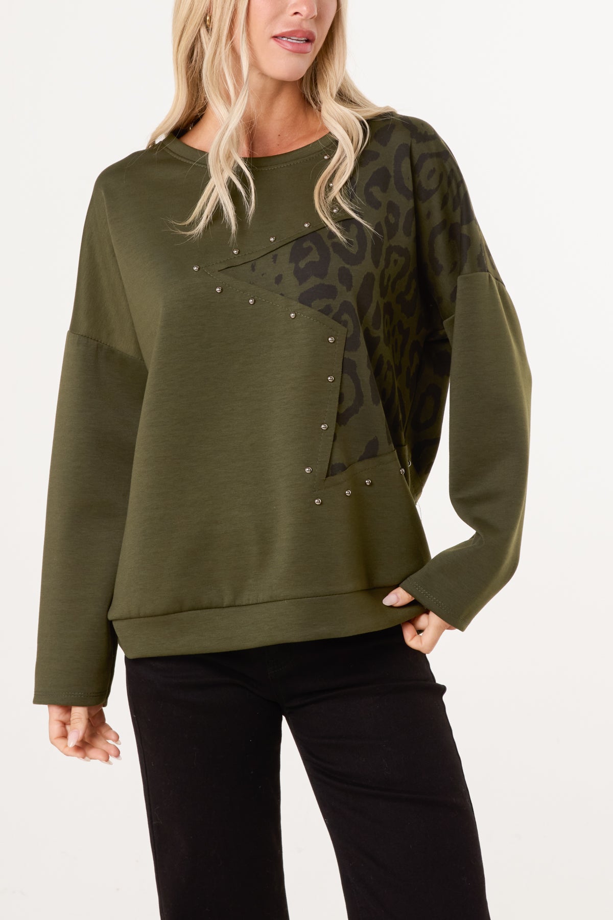 Studded Leopard Star Jumper