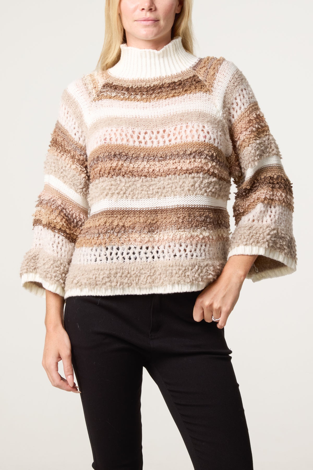 High Neck Ribbed Stripe Jumper