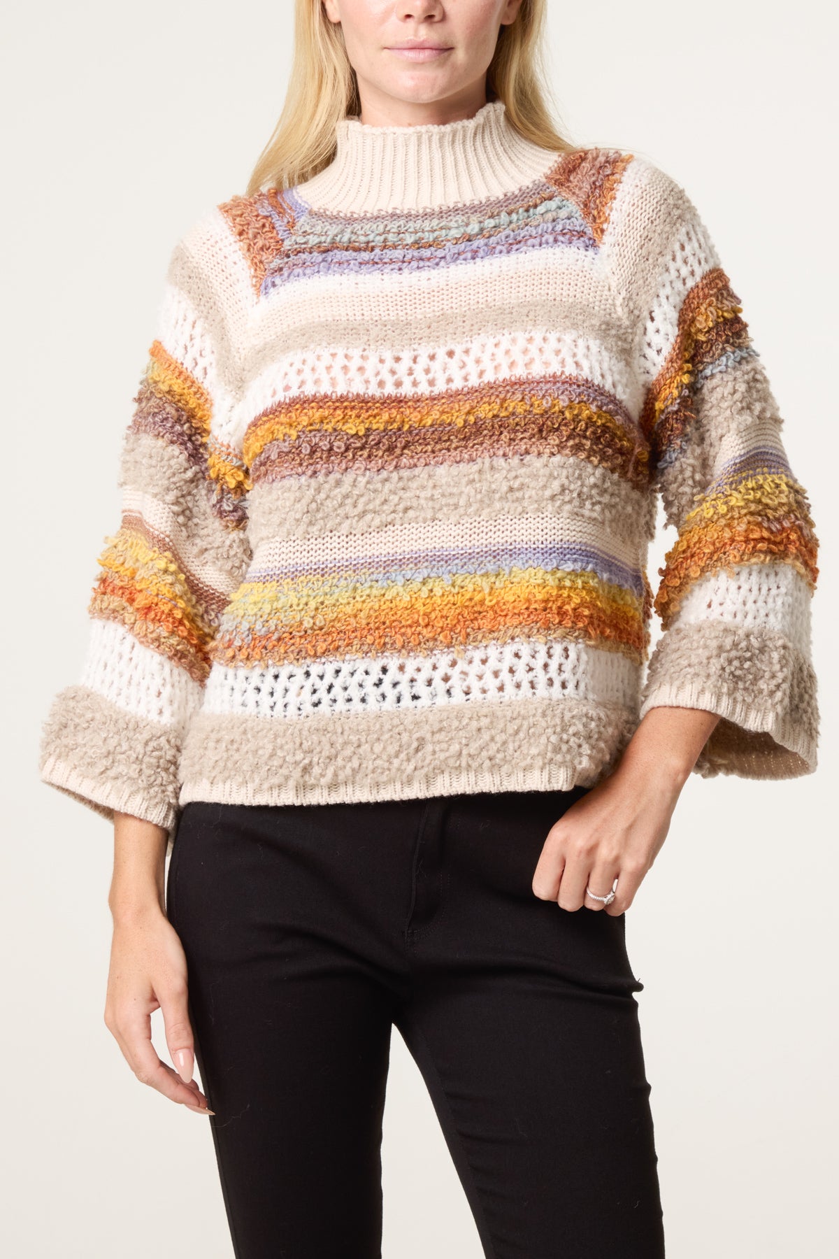 High Neck Ribbed Stripe Jumper