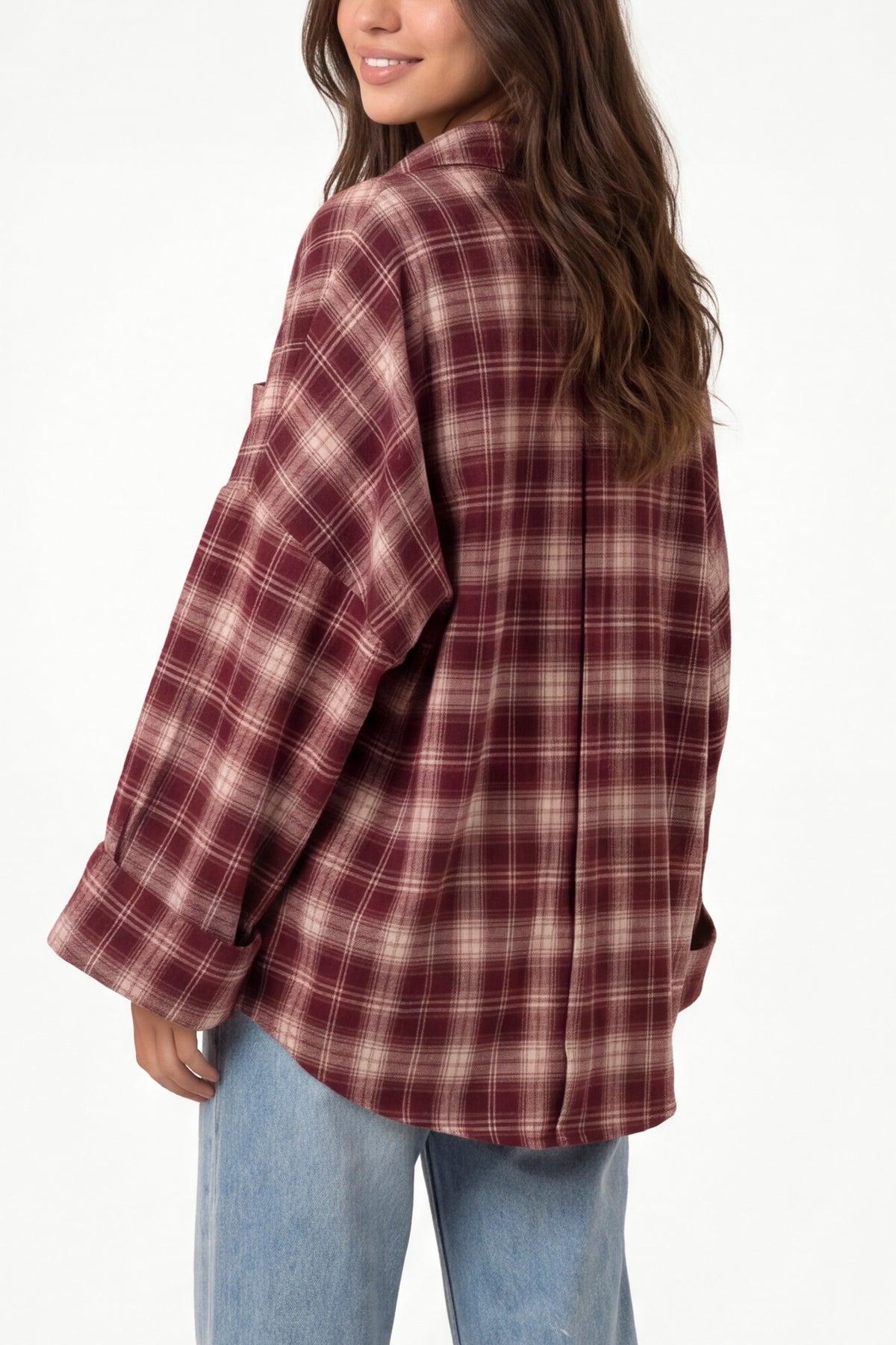 Plaid Loose Fit Button Through Shirt