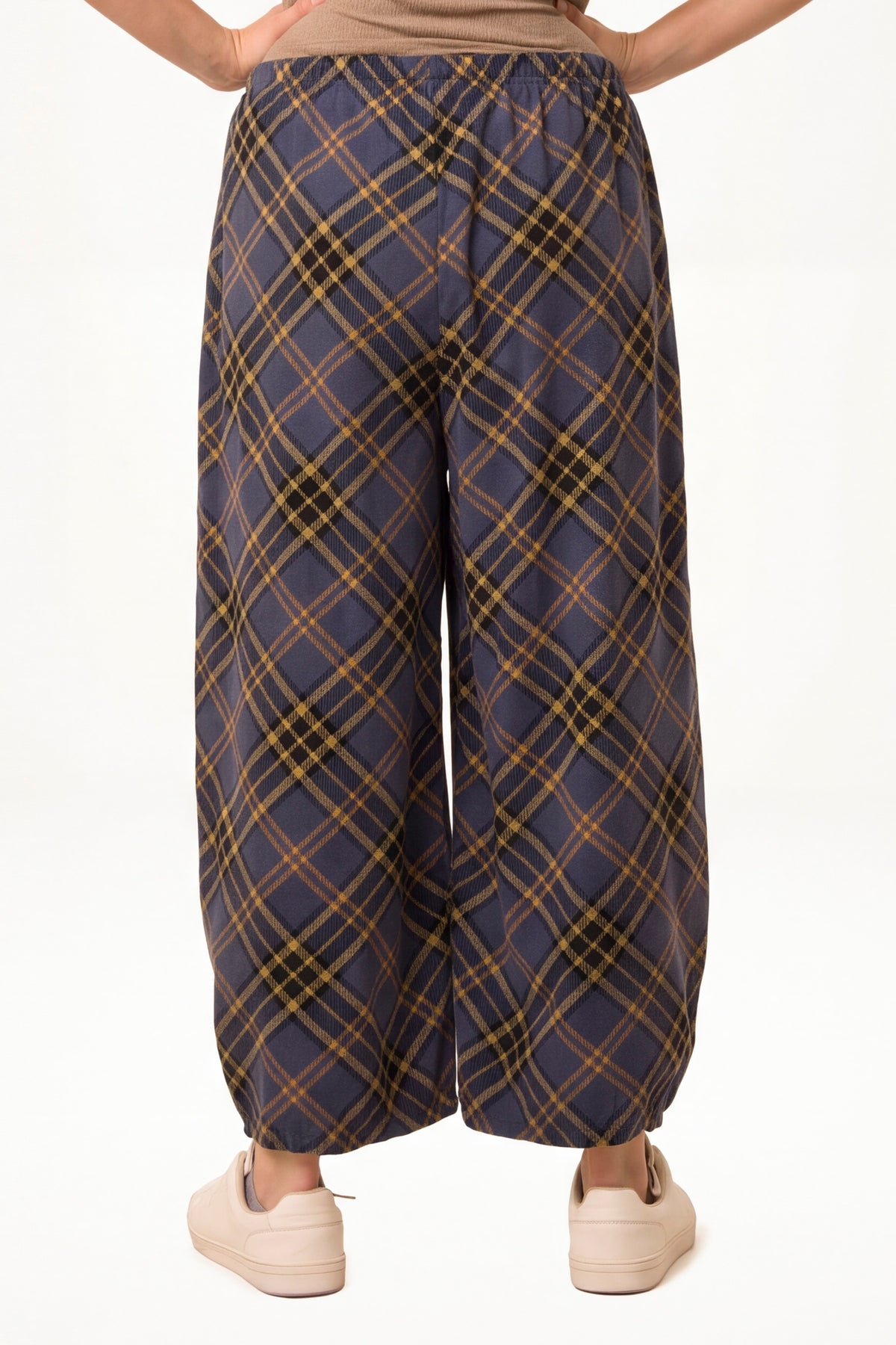 Pure Cotton Tartan Wide Leg Trousers