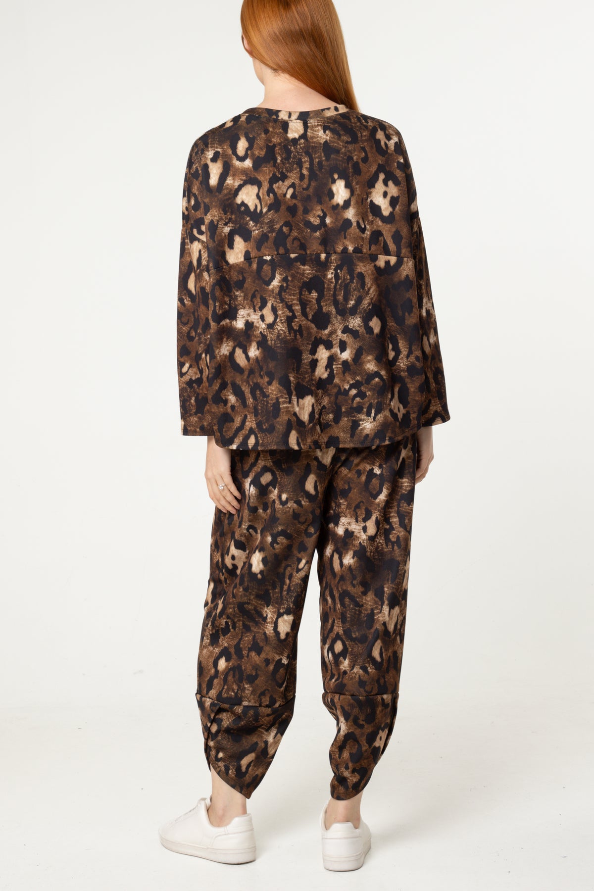 Leopard Print Jumper & Barrel Leg Trousers Set