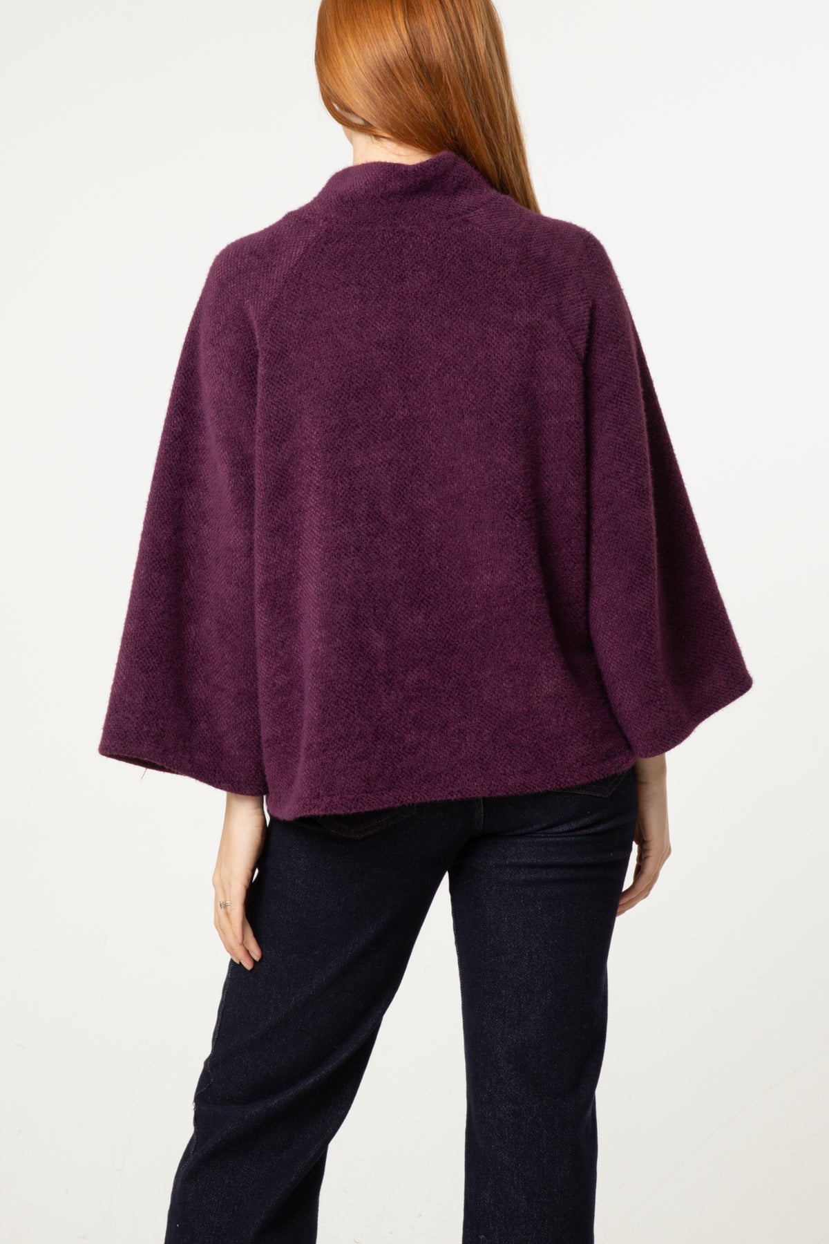 Pearl Button Funnel Neck Knit Cardigan
