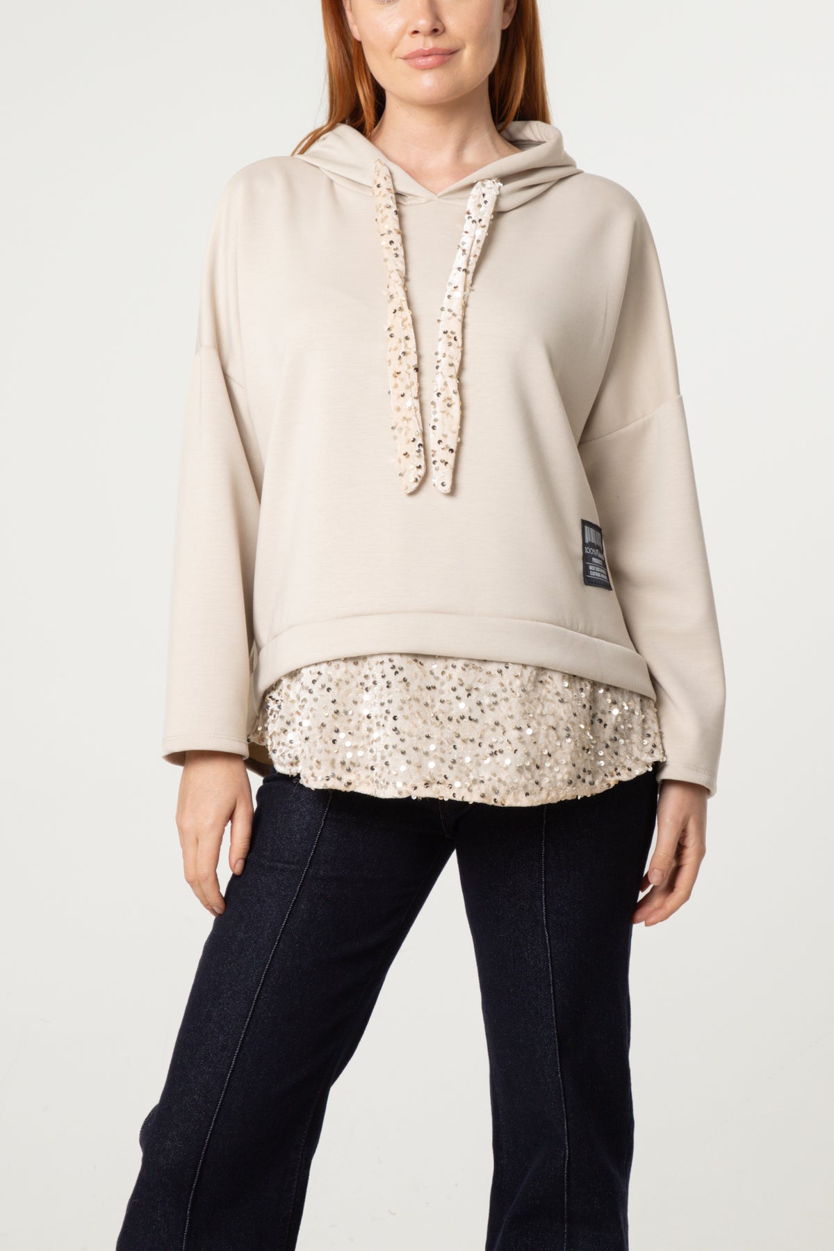 Sequin Detail Drawstring Hoodie