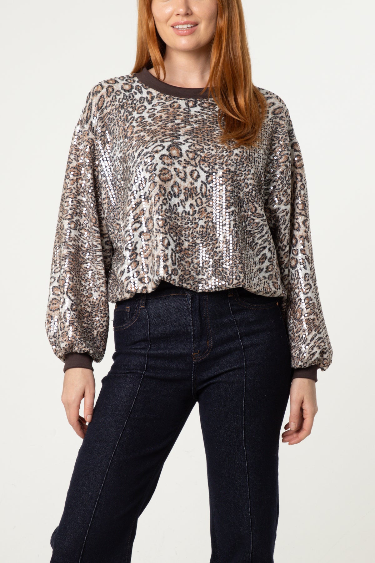 Sequin Leopard Print Jumper