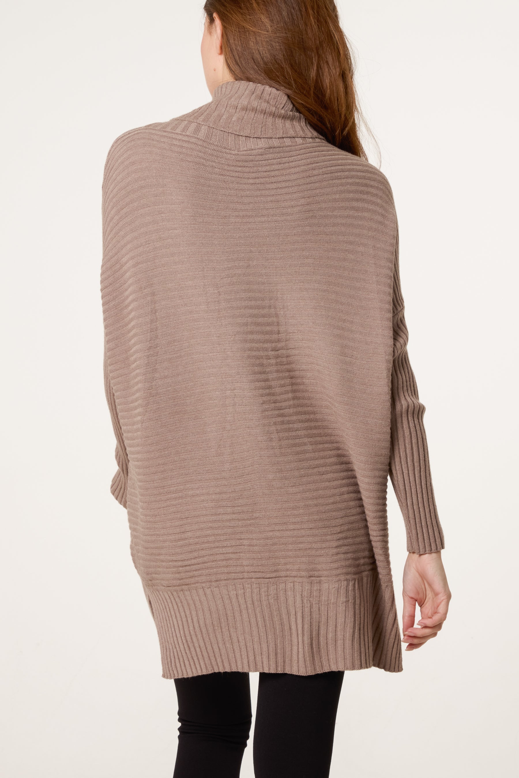 Knitted Rib Roll Neck Jumper