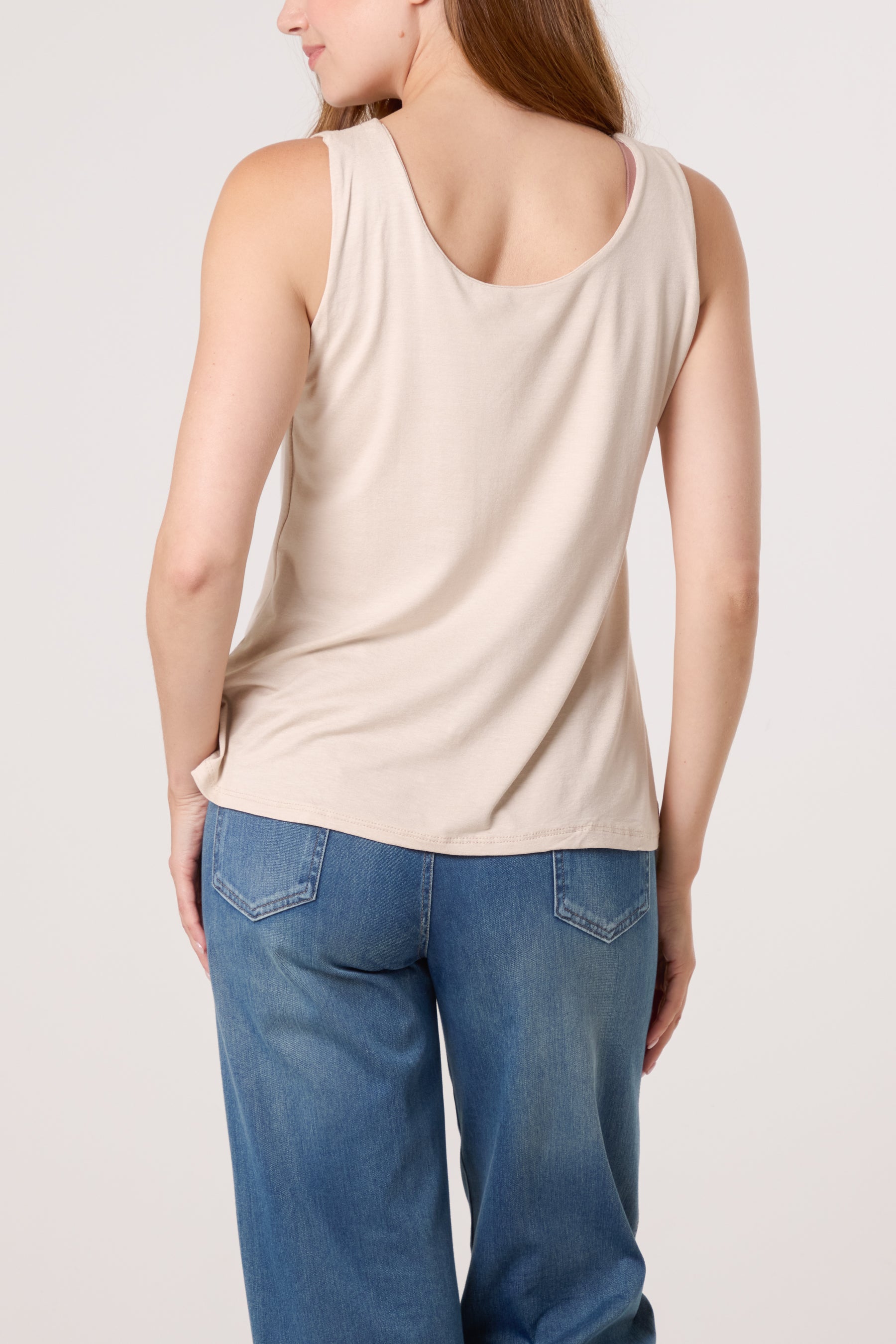 Double Layer Scoop Neck Plain Vest