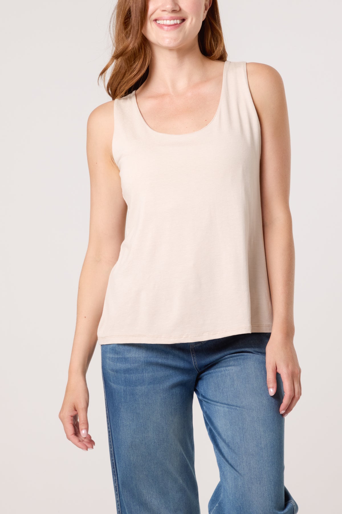 Double Layer Scoop Neck Plain Vest
