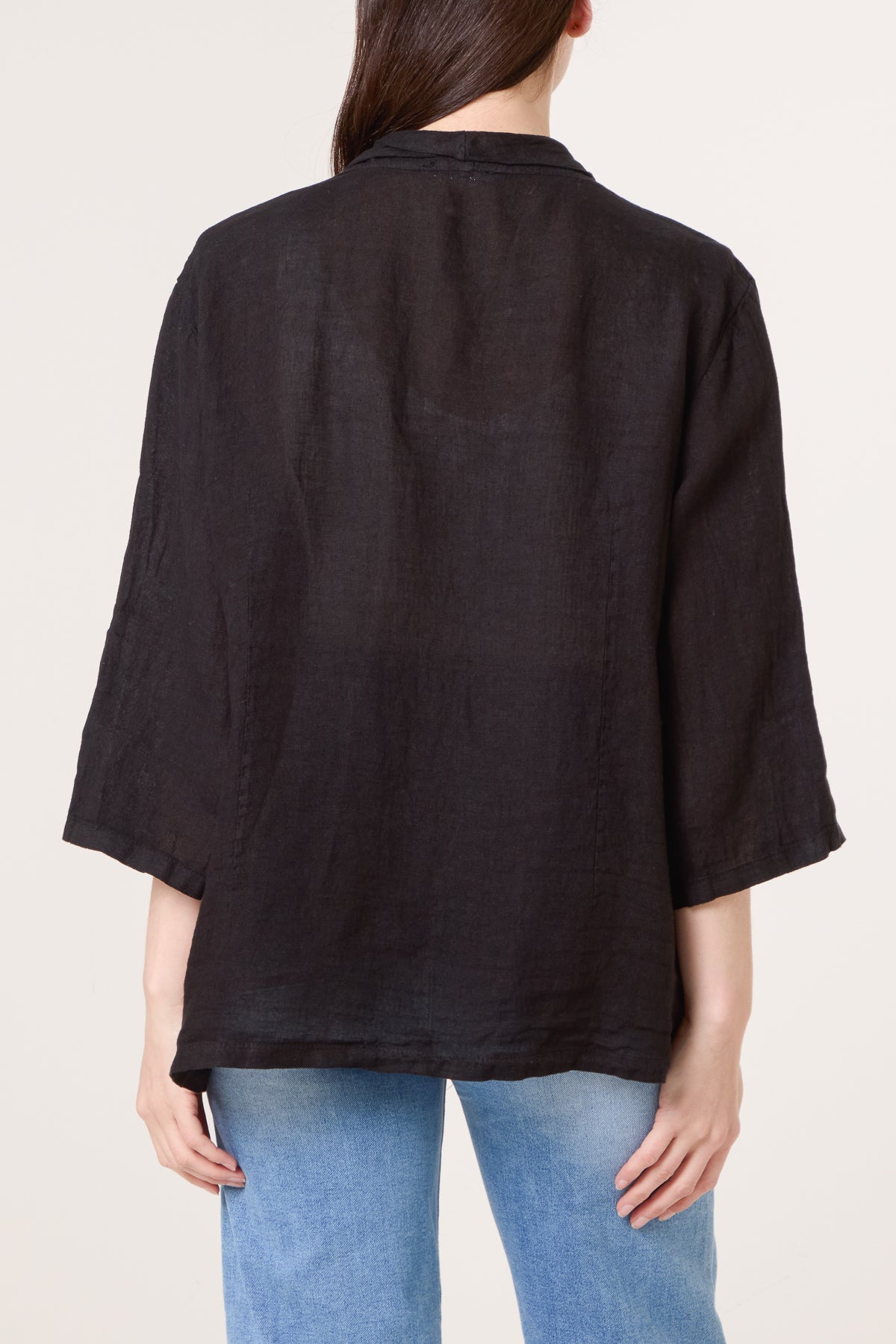 Linen Pocket Kimono Inspired Blazer
