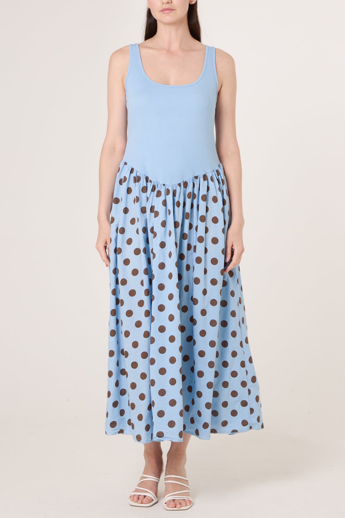 Polka-Dot Vest Midi Dress