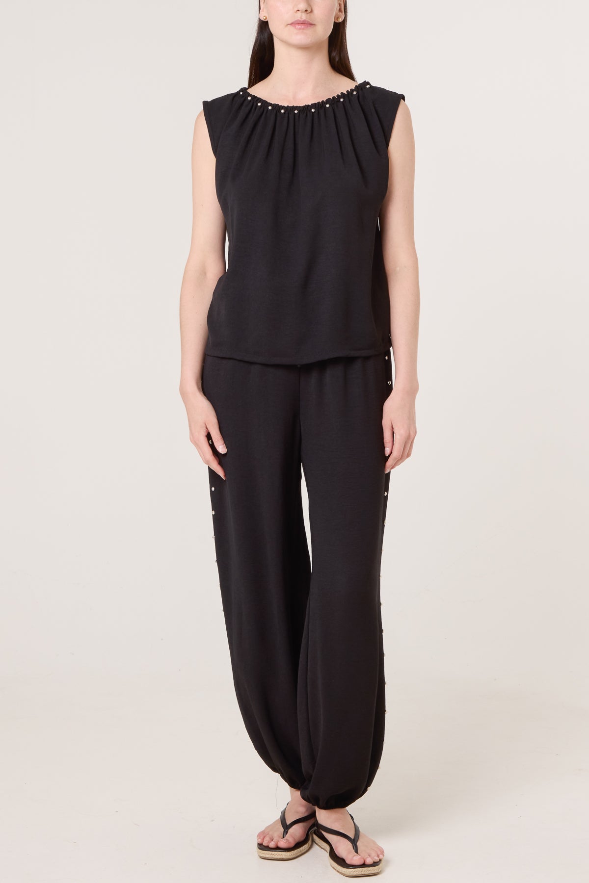 Studded Sleeveless Top & Balloon Trouser