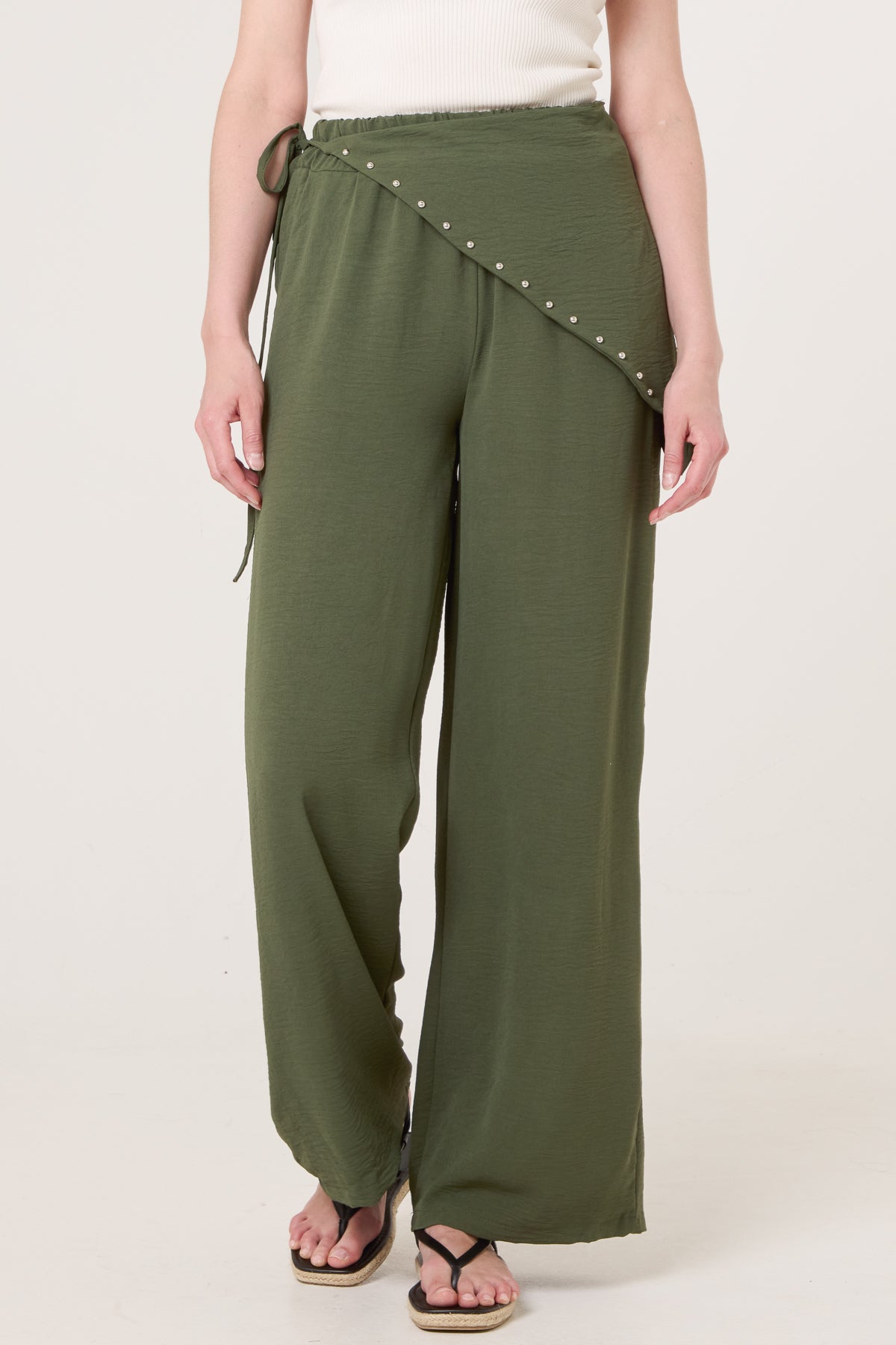 Side Tie Studded Trouser