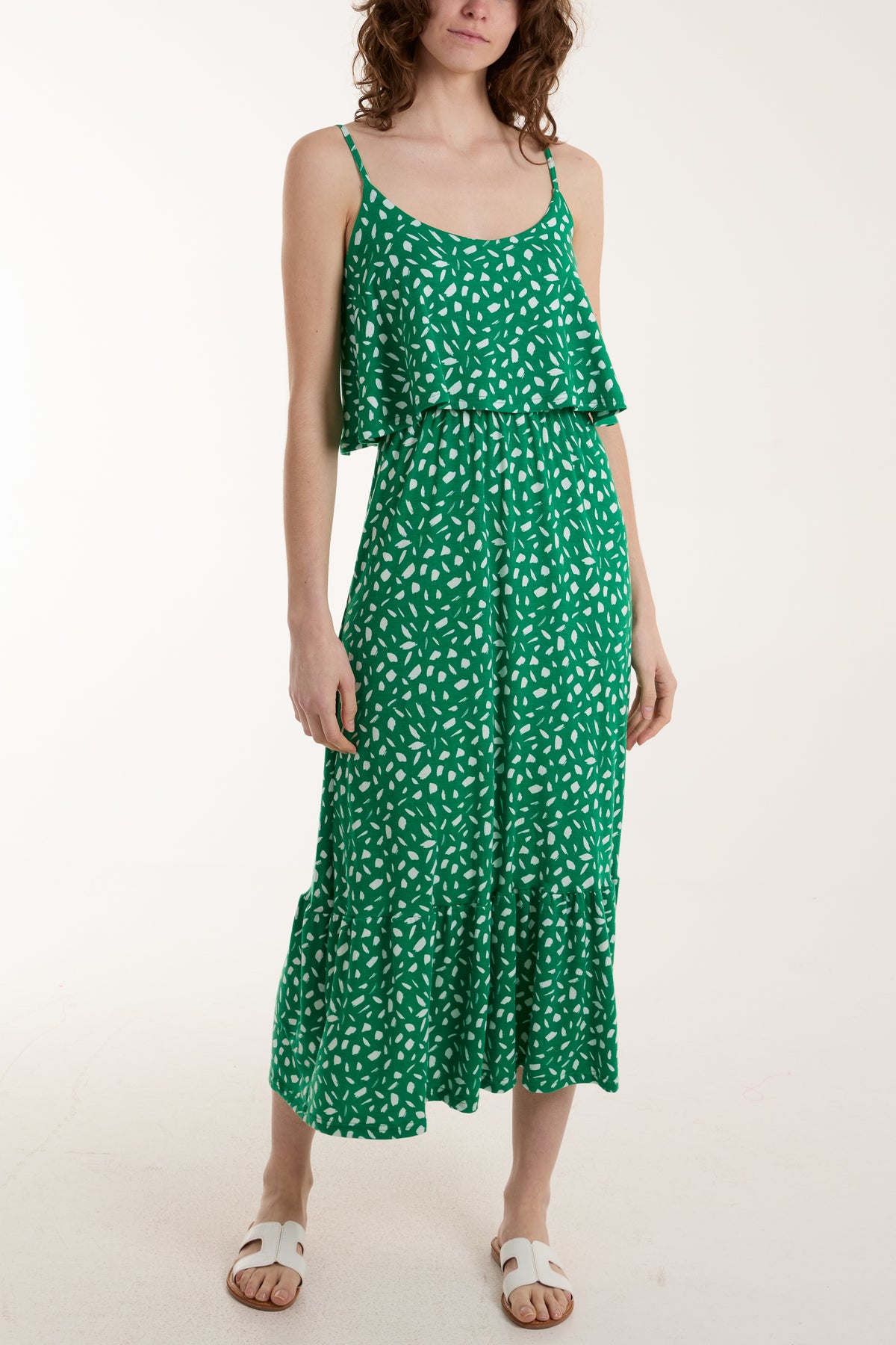 Double Layer Geometric Cami Midi Dress