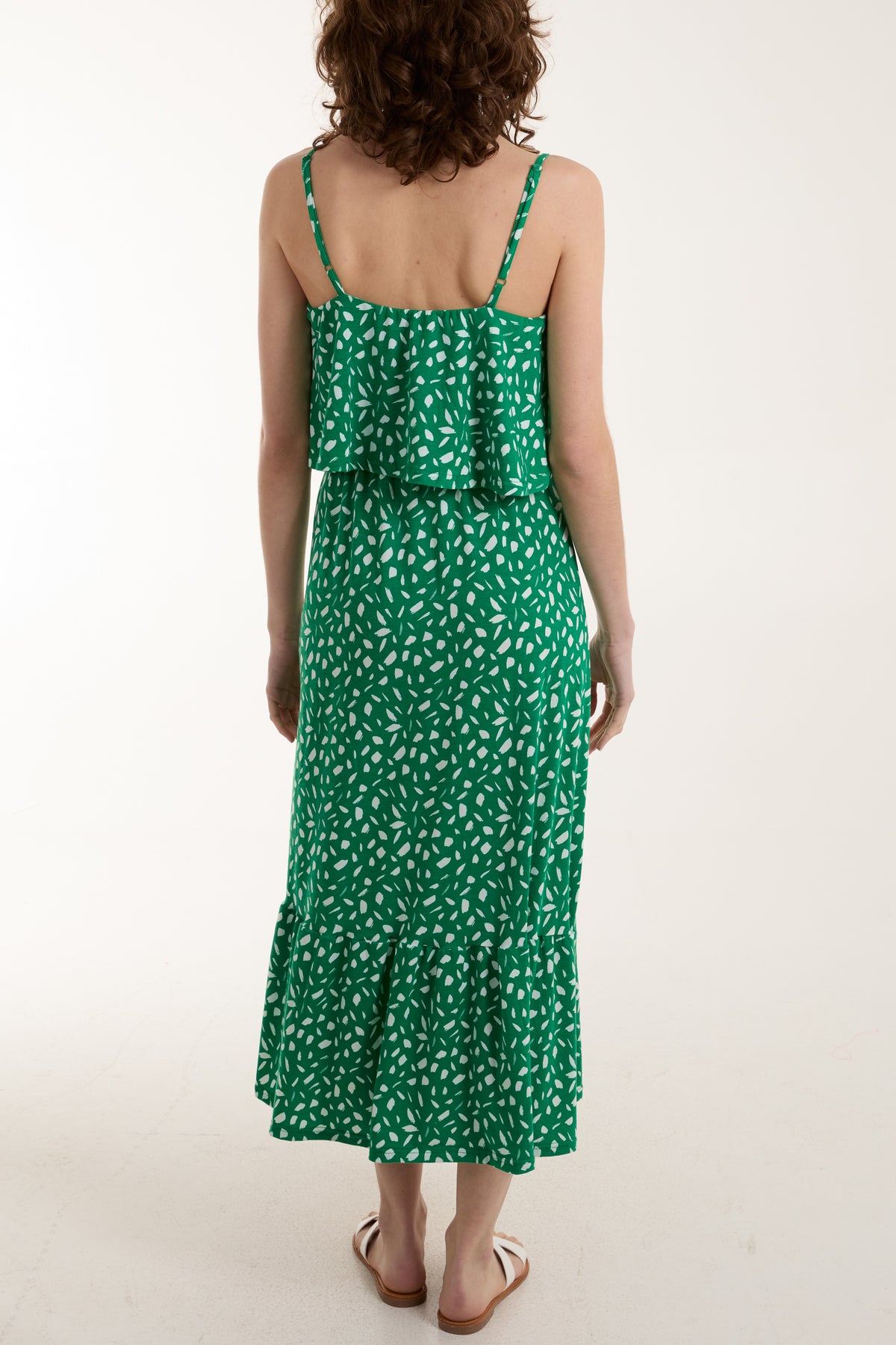 Double Layer Geometric Cami Midi Dress