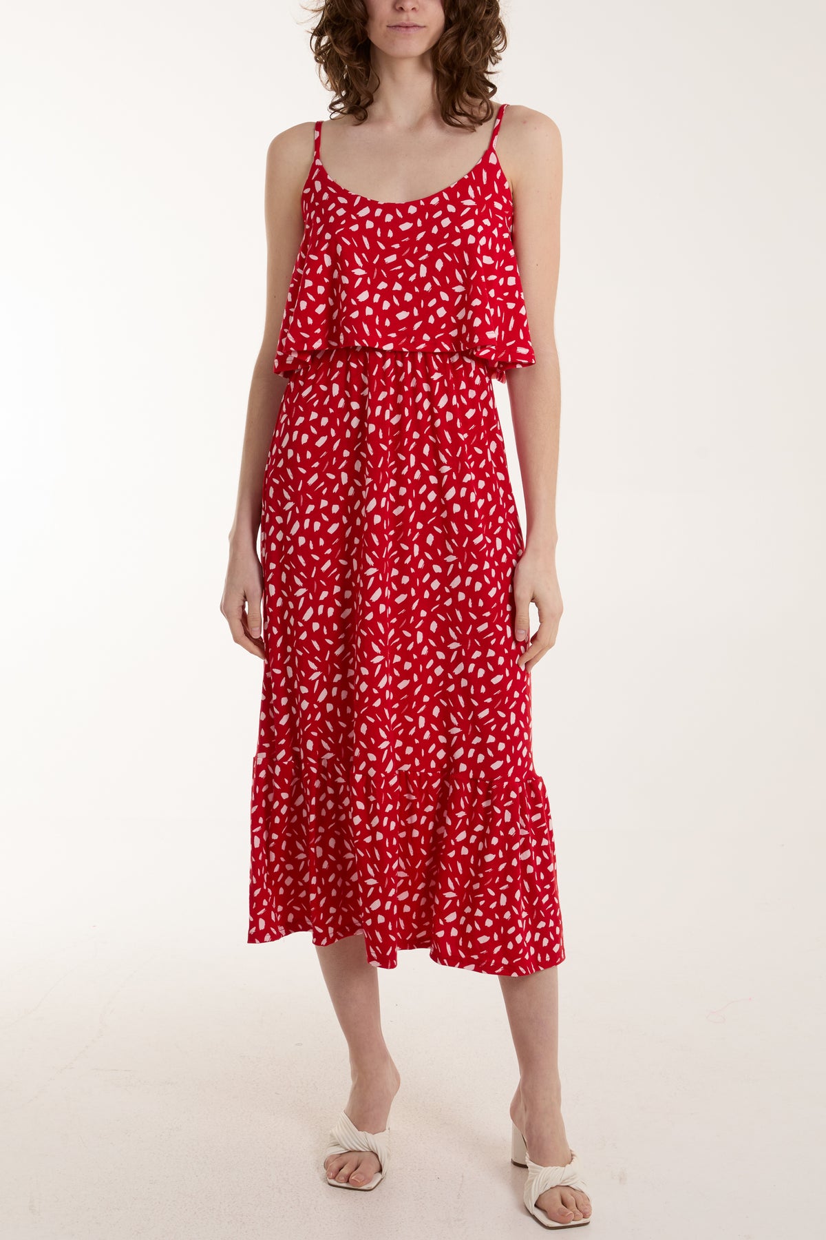 Double Layer Geometric Cami Midi Dress