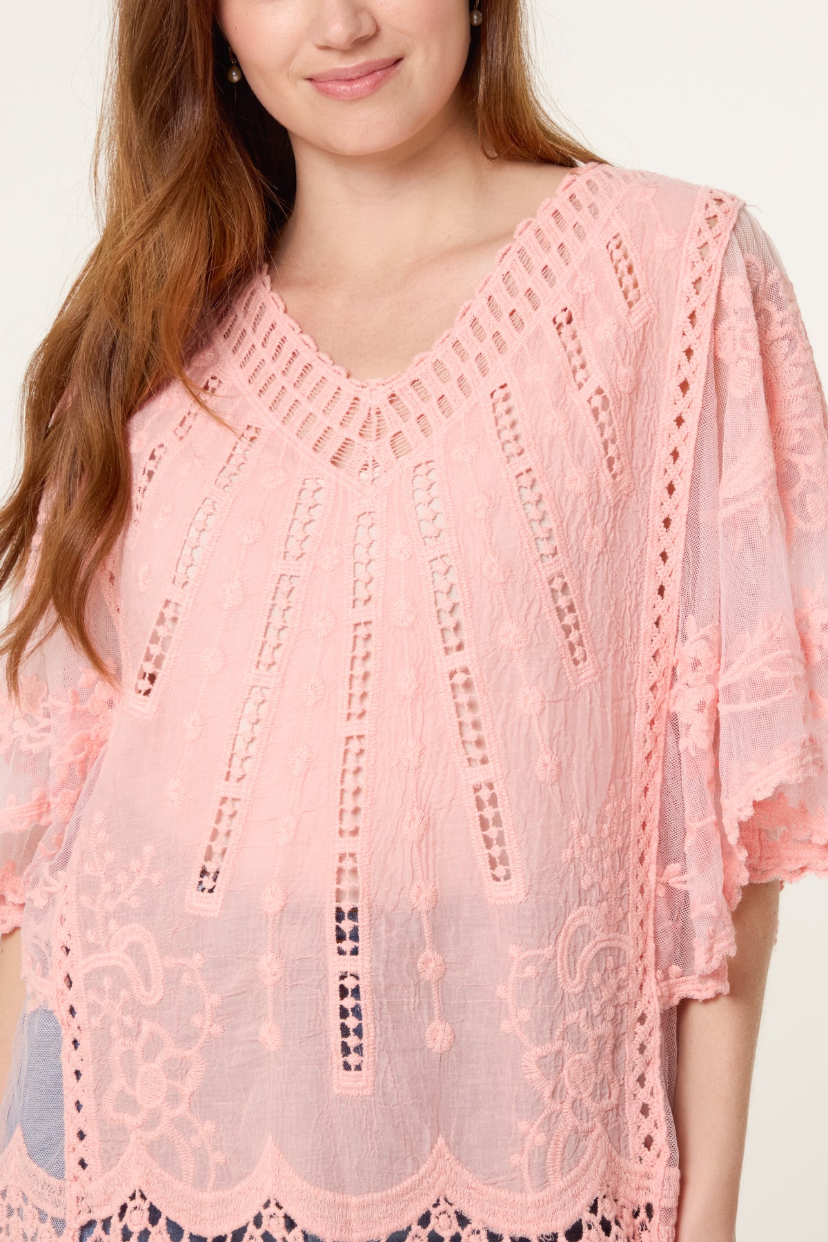 Lace & Crochet V-Neck Top