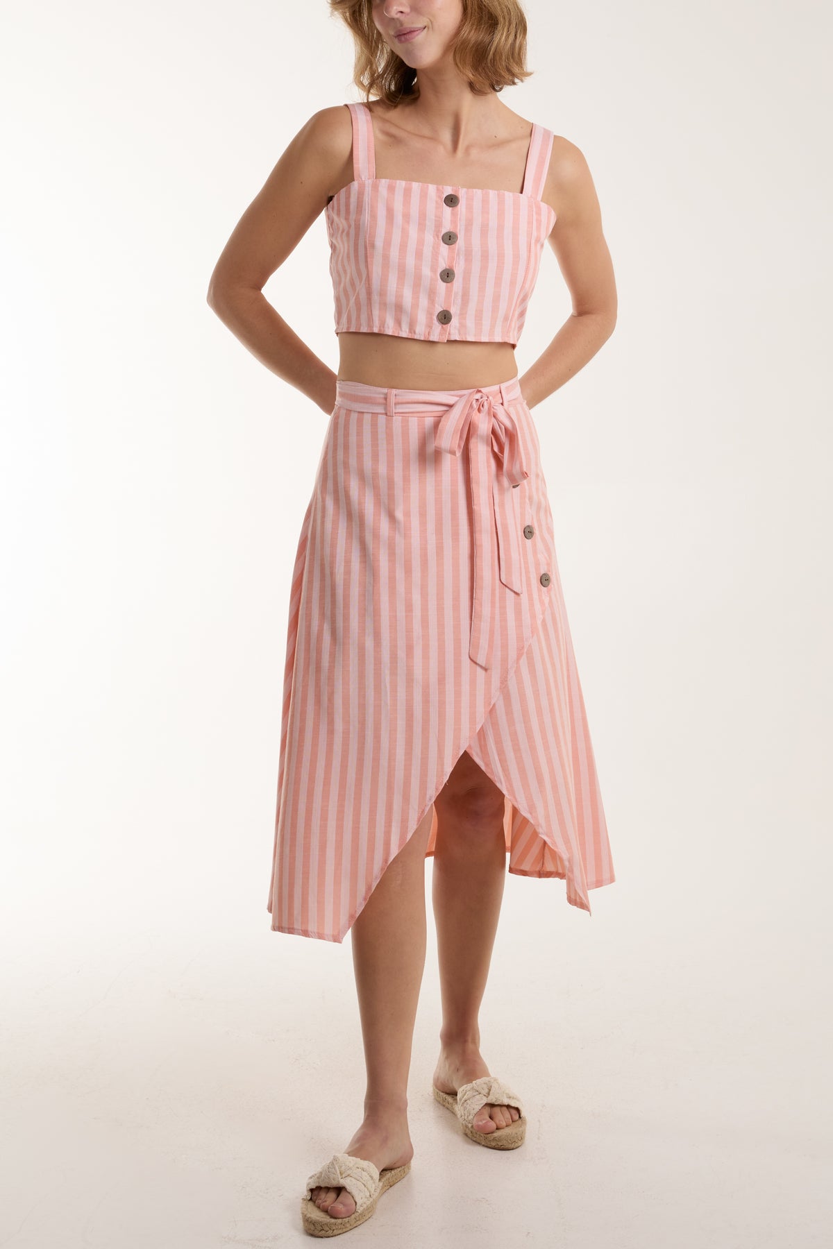 Asymetric Button Through Skirt and Top Set