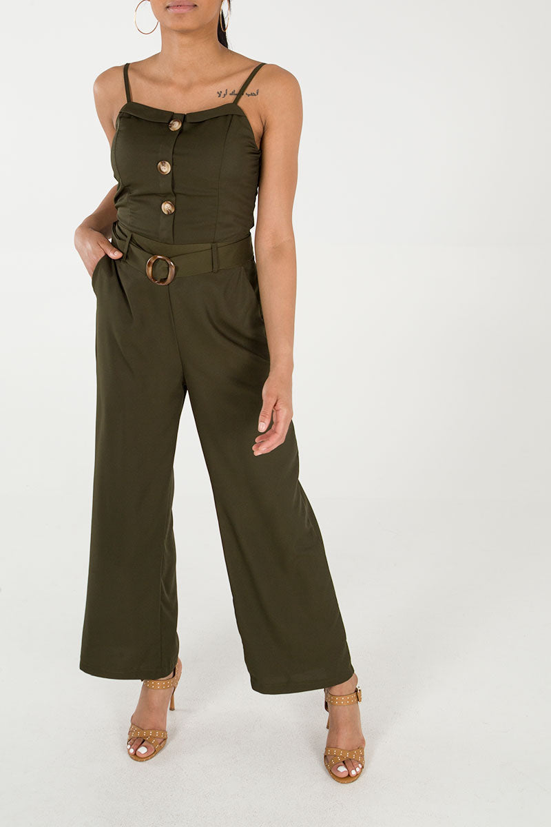 Cami Belted Button Jumpsuit