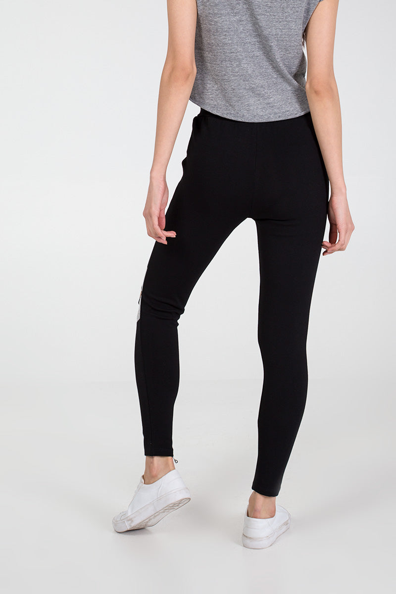 Diamante Cut Out Knee Leggings
