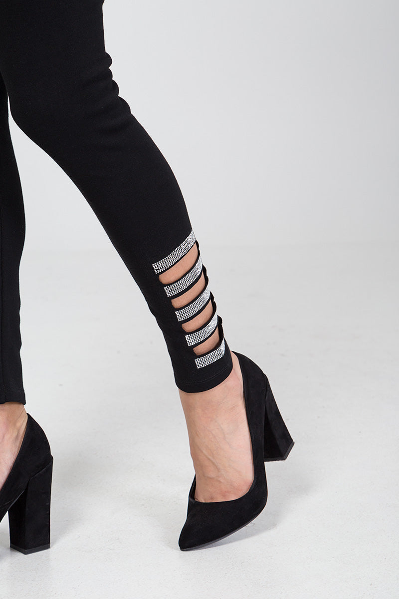 Diamante Ankle Cut Out Leggings
