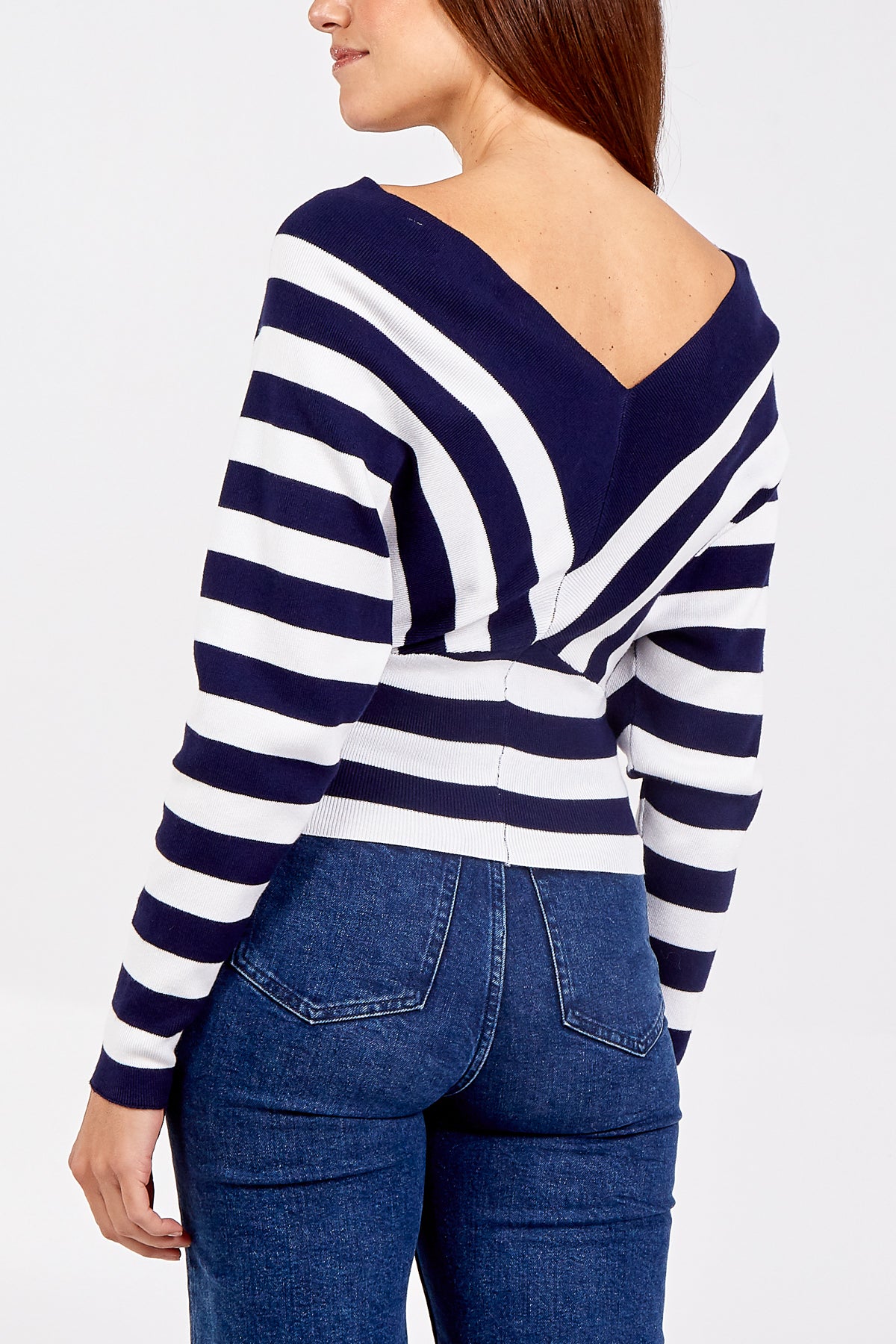 Striped V Neck Cropped Jumper