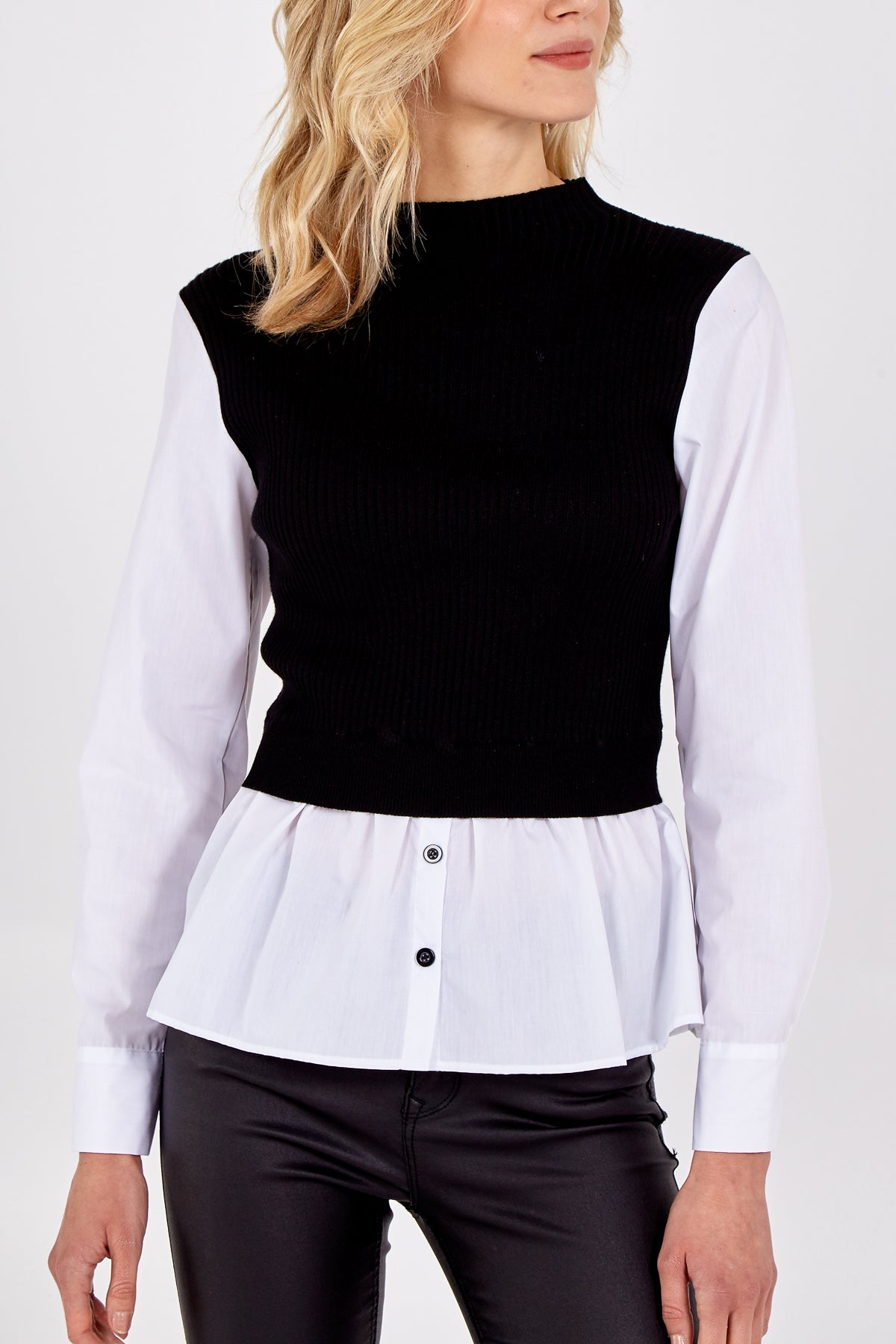 High Neck Knit Vest With Button Detail Undershirt