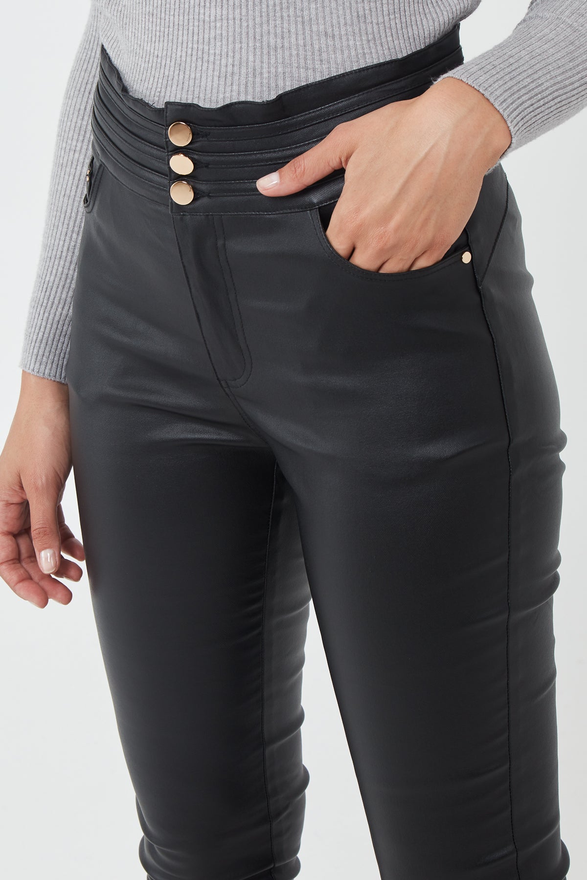 Coated High-Rise Jeans