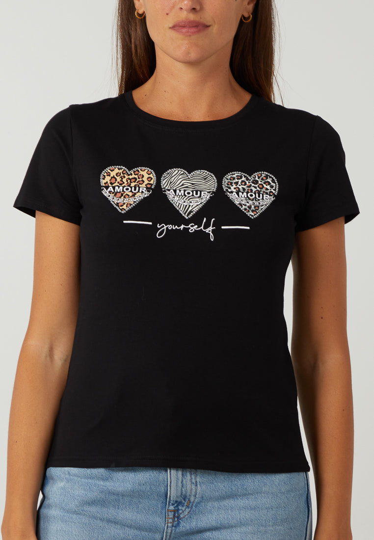 Amour Hearts Print T-Shirt