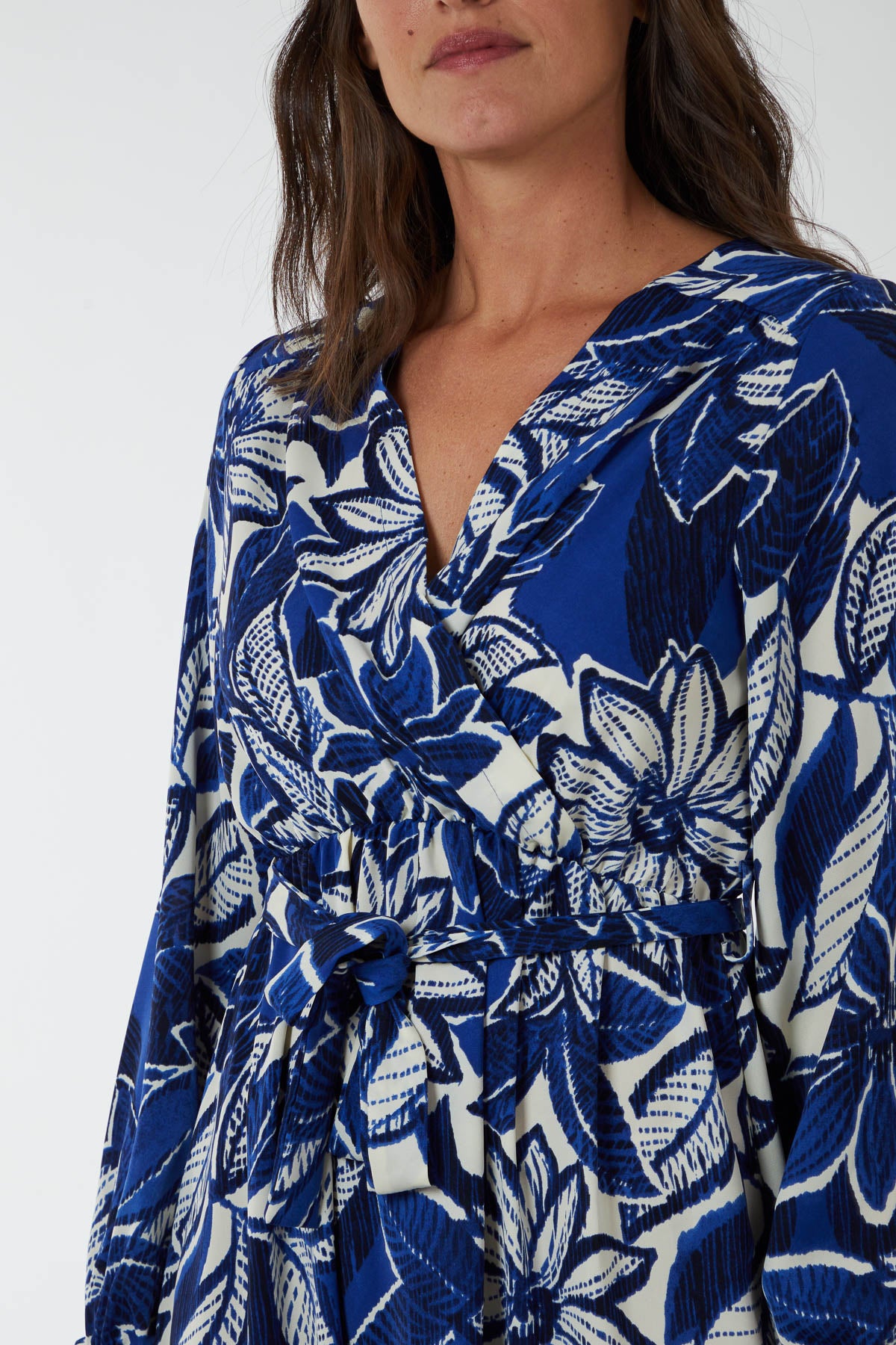 Abstract Floral Belted Maxi Dress