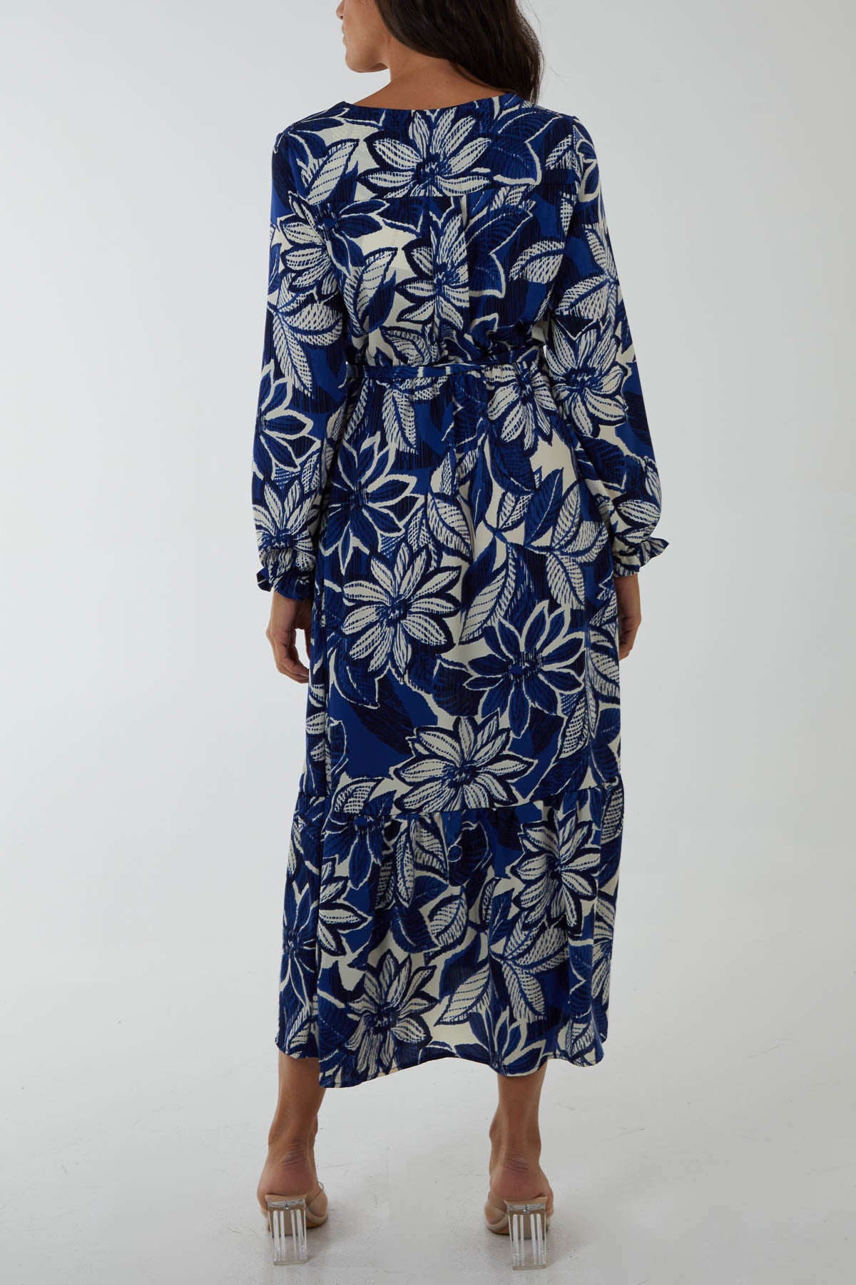 Abstract Floral Belted Maxi Dress