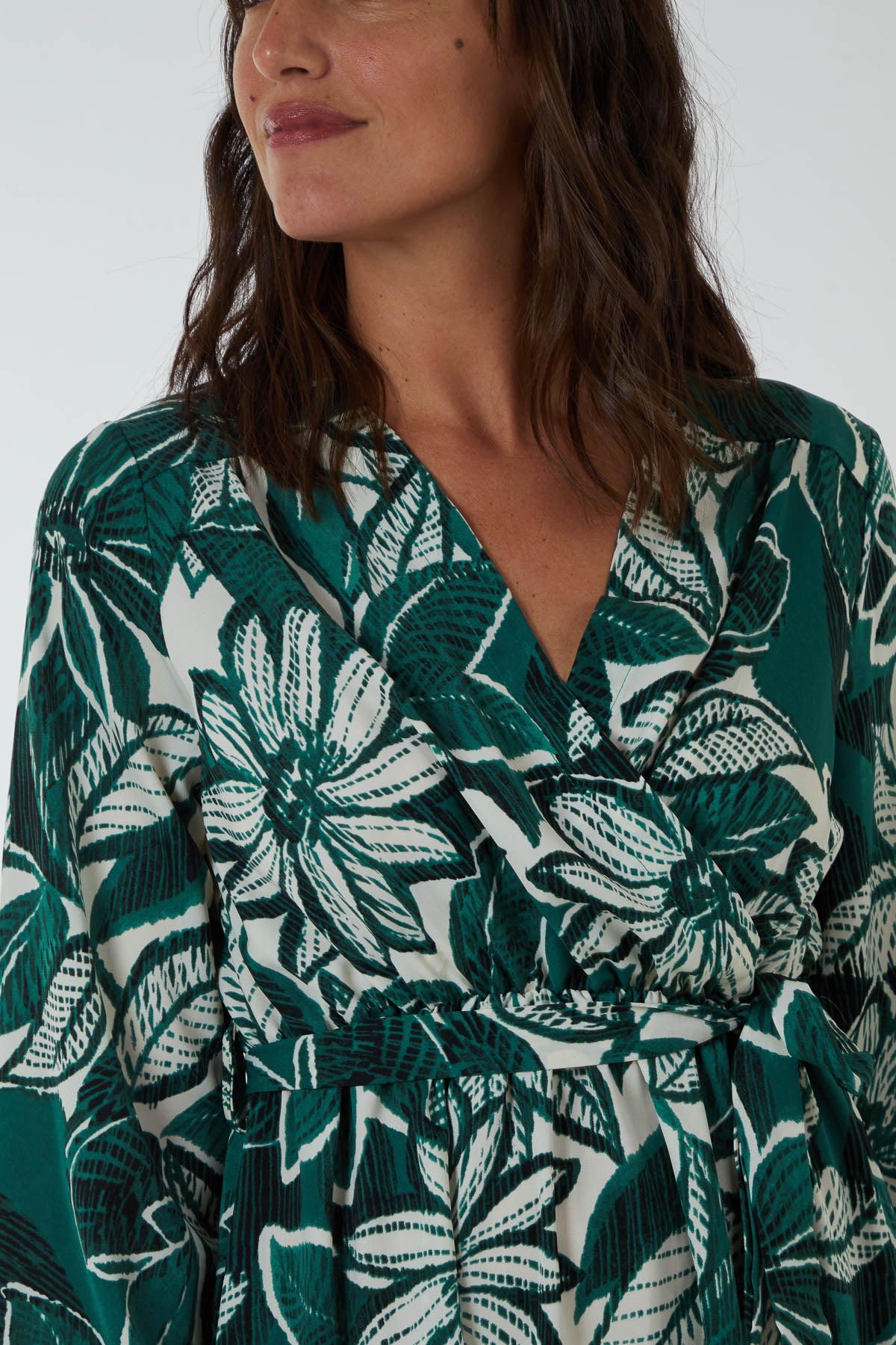 Abstract Floral Belted Maxi Dress