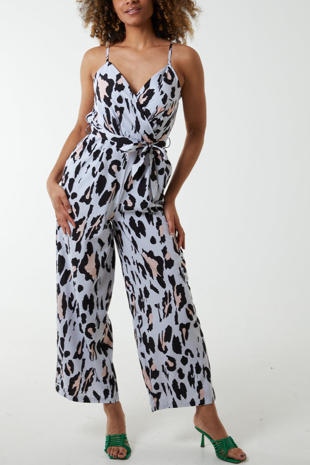 Bright Leopard Print Belted Jumpsuit