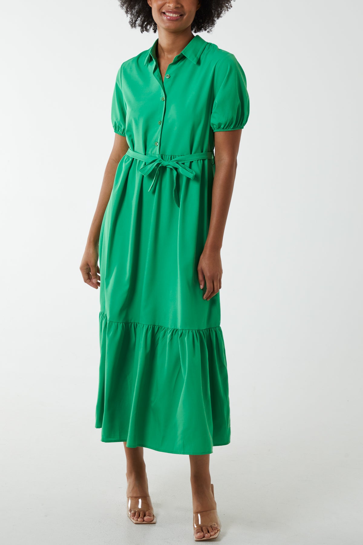 Belted Tiered Maxi Dress