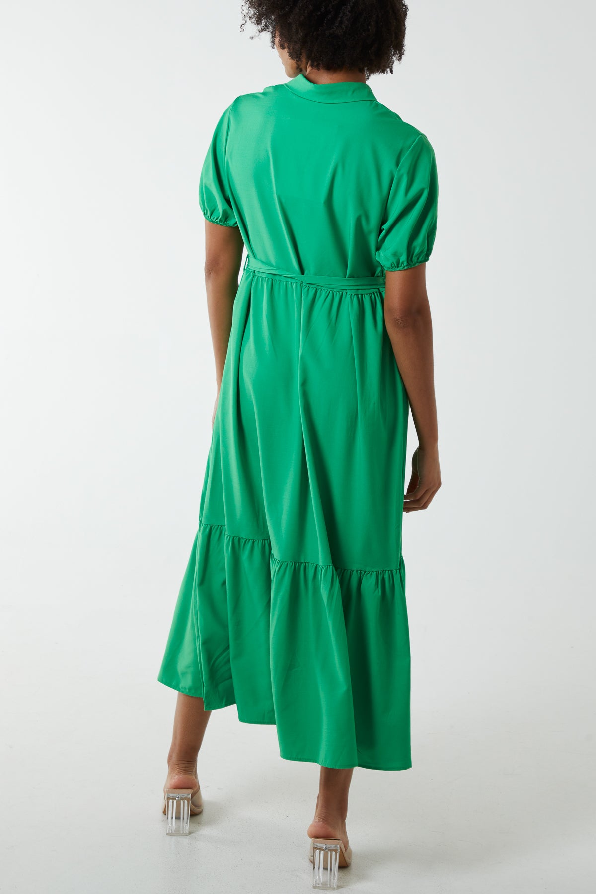 Belted Tiered Maxi Dress