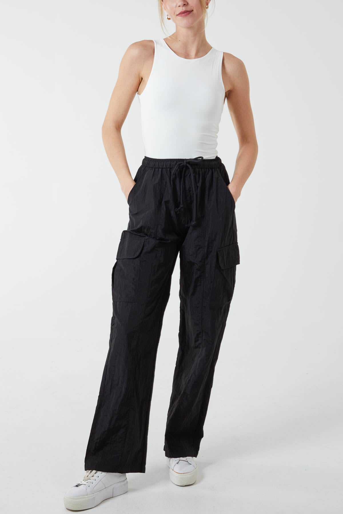Tie Waist Parachute Cargo Trousers