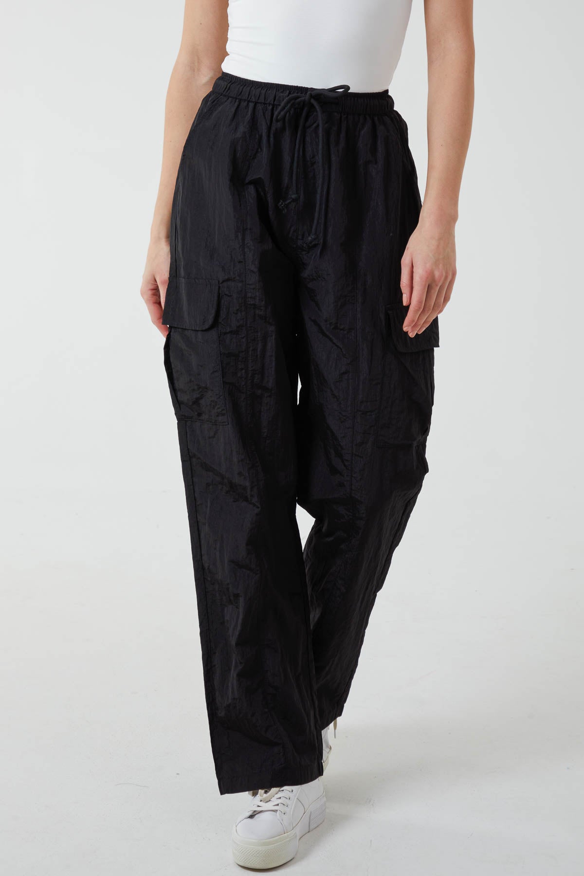 Tie Waist Parachute Cargo Trousers