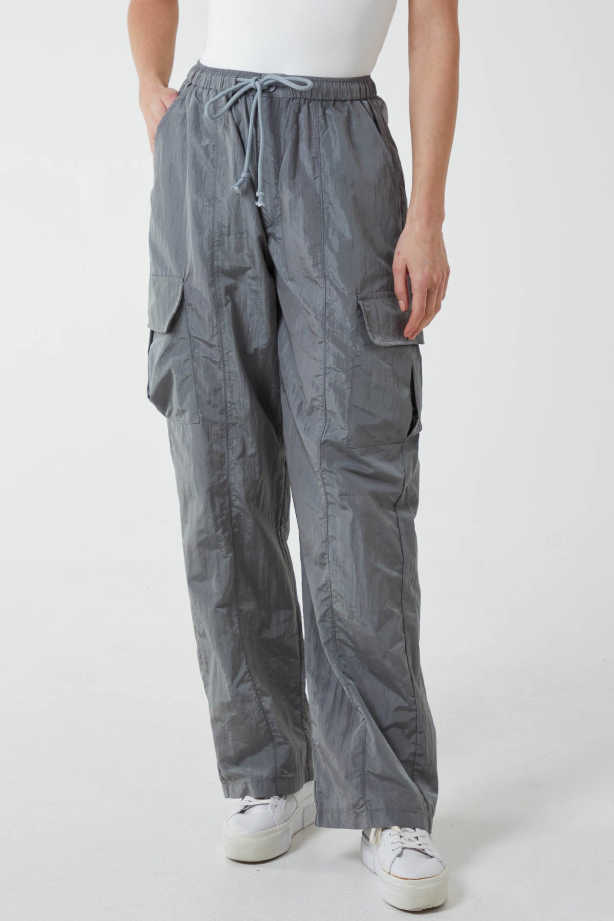 Tie Waist Parachute Cargo Trousers