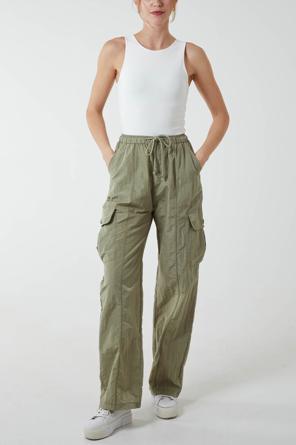 Tie Waist Parachute Cargo Trousers