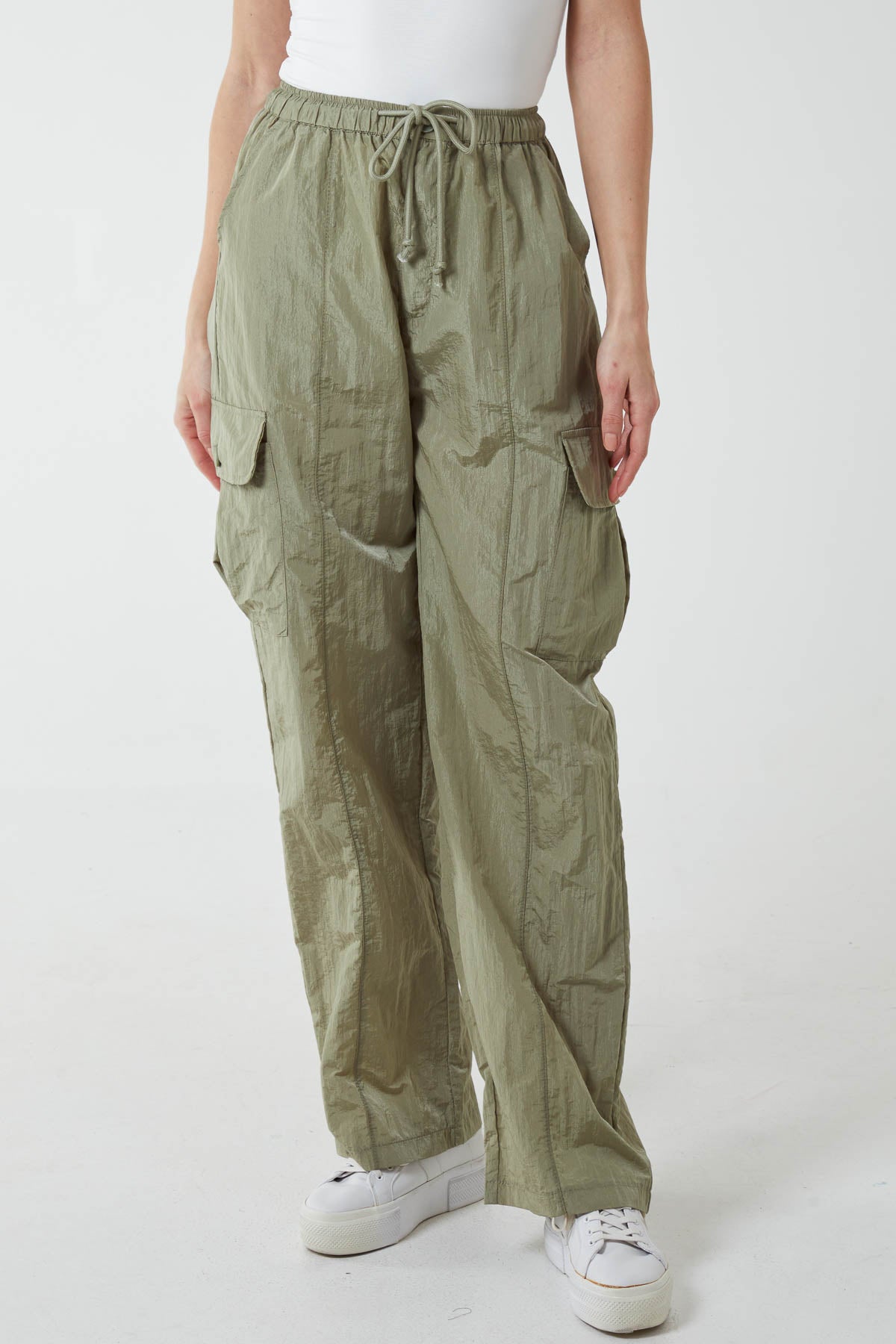 Tie Waist Parachute Cargo Trousers