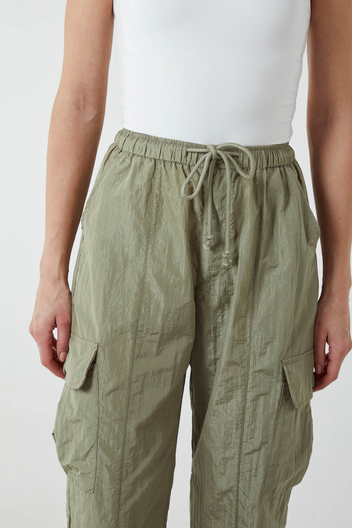 Tie Waist Parachute Cargo Trousers
