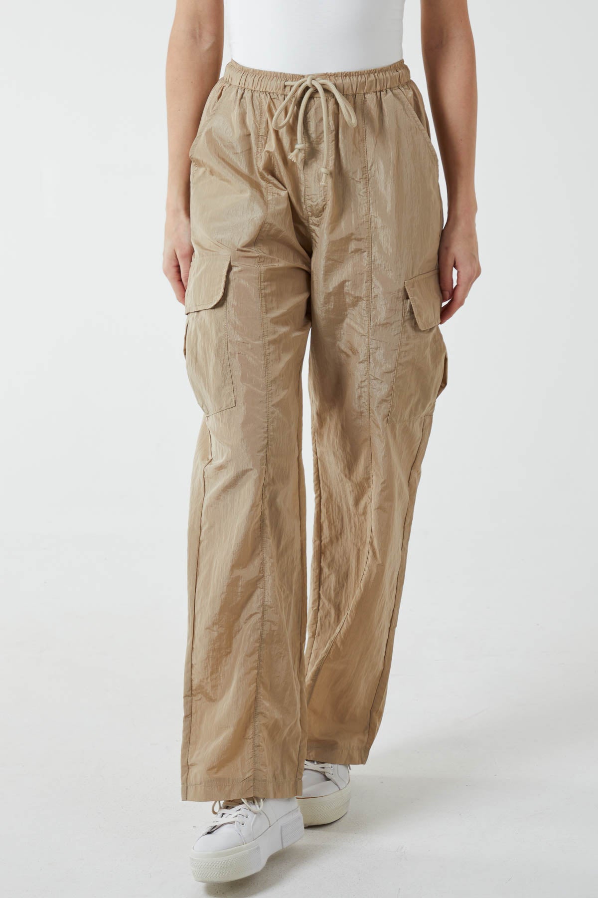 Tie Waist Parachute Cargo Trousers