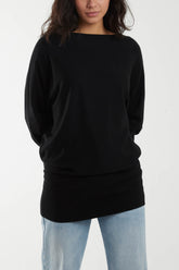 Boat Neck Batwing Sleeve Jumper
